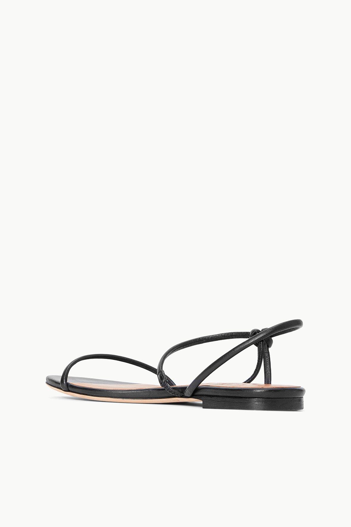 Flat Leather Sandals with Tubular Straps | Laurel Black