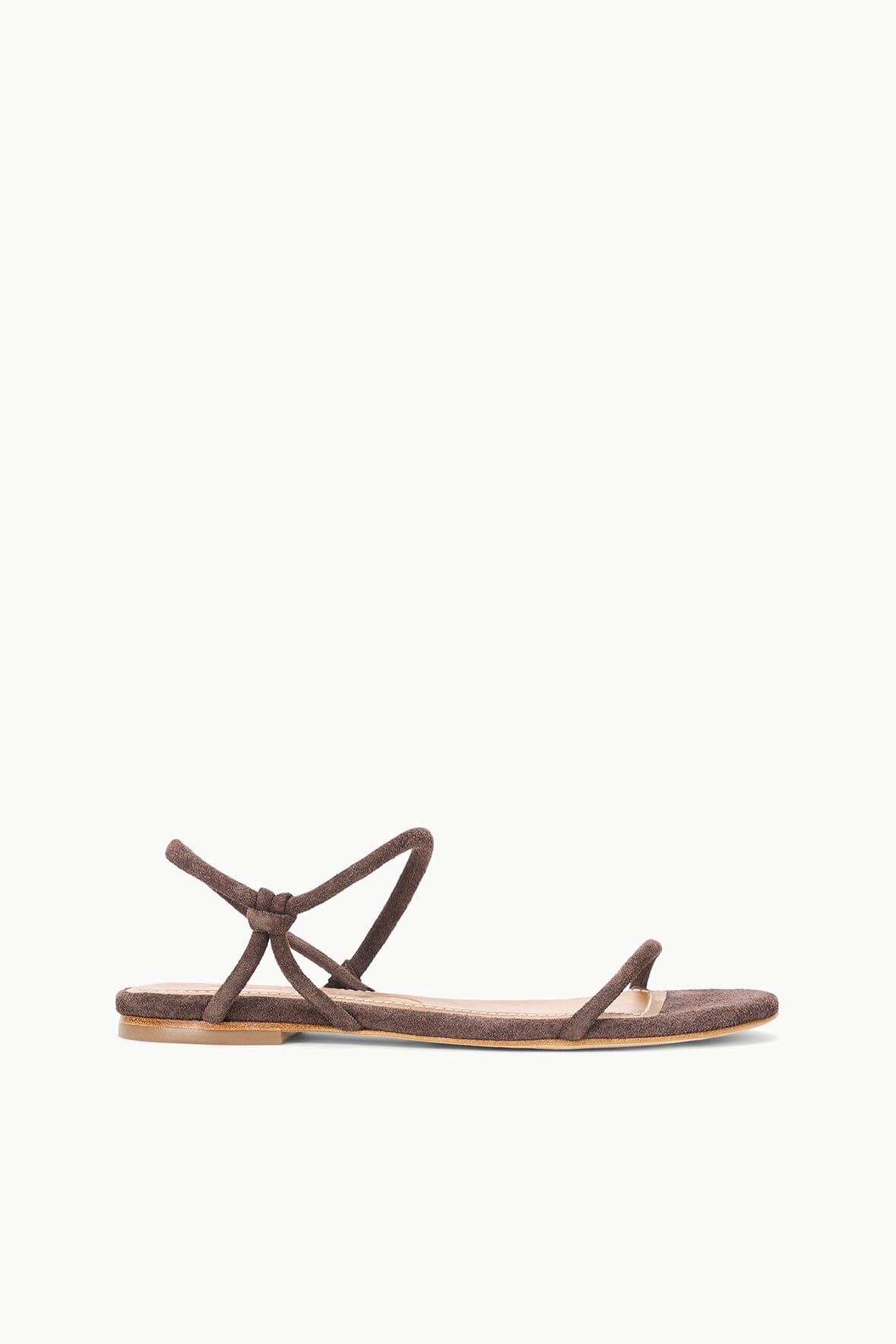 Laurel Suede Flat Sandal with Rounded Straps | Mahogany
