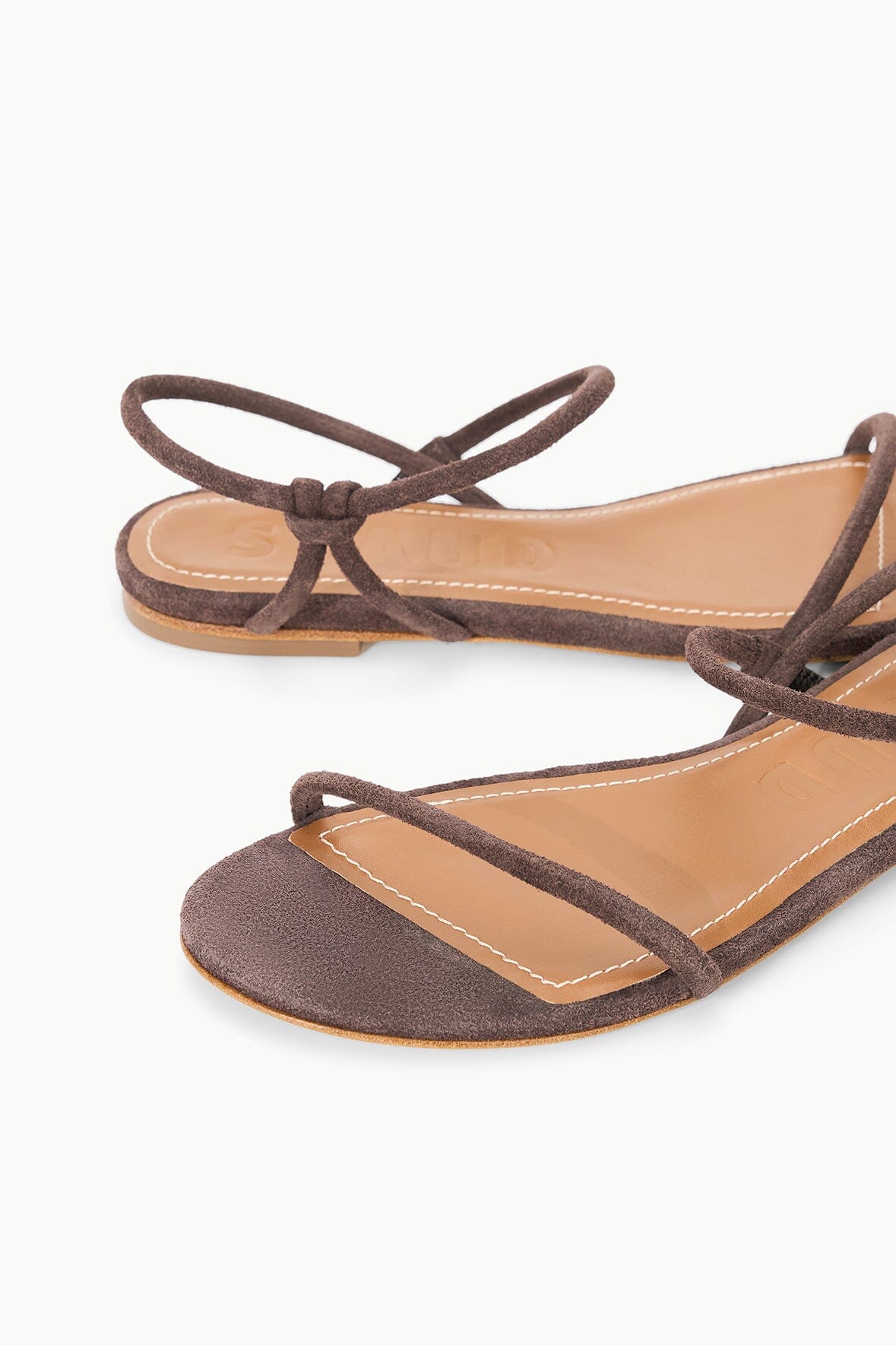 Laurel Suede Flat Sandal with Rounded Straps | Mahogany