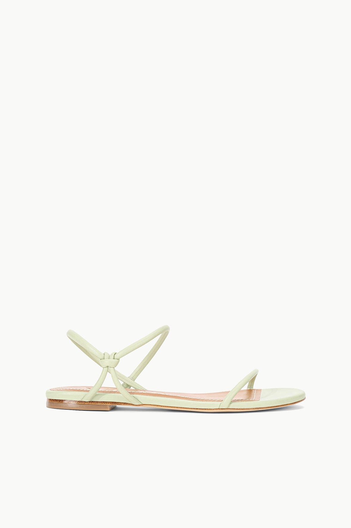 Leather Flat Sandal with Rounded Straps | Laurel Sandal Pale Jade