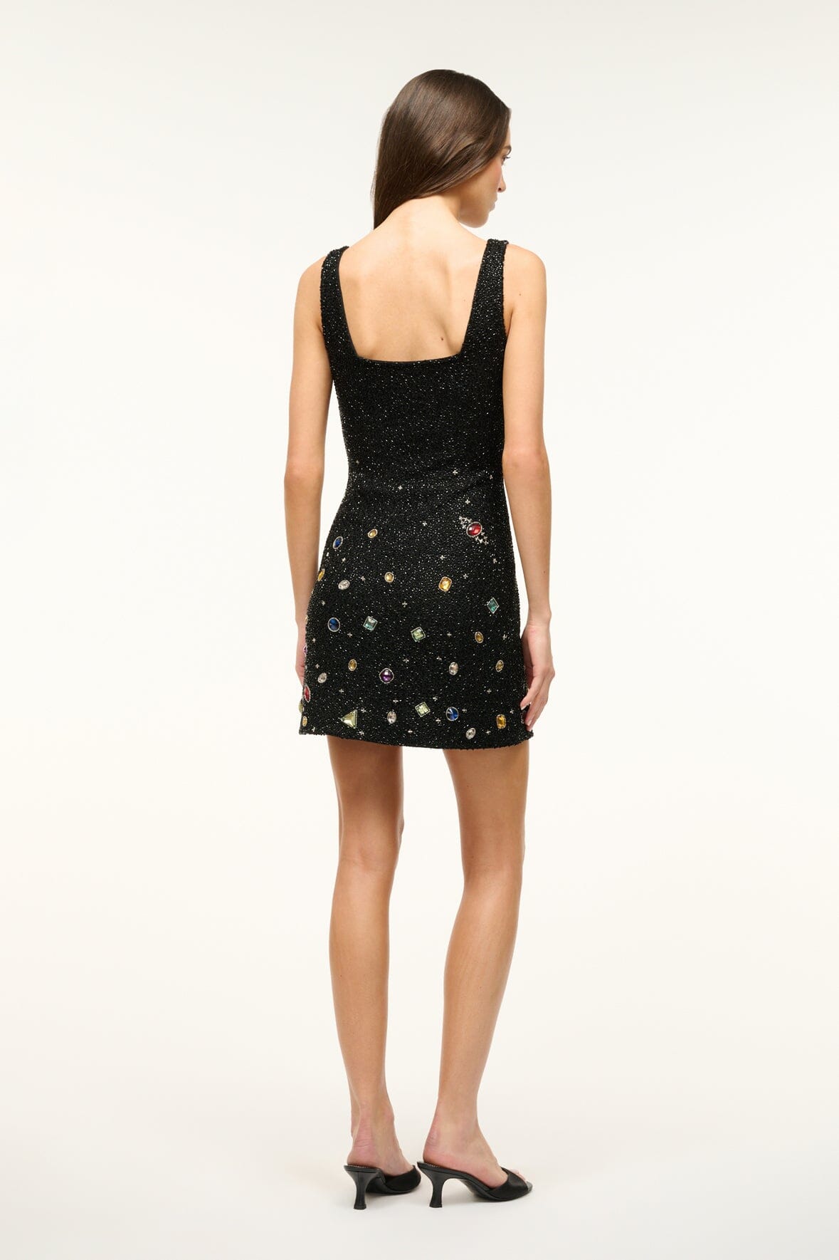 Hand-Beaded Mini Dress with Slit & Side Zipper | Le Sable