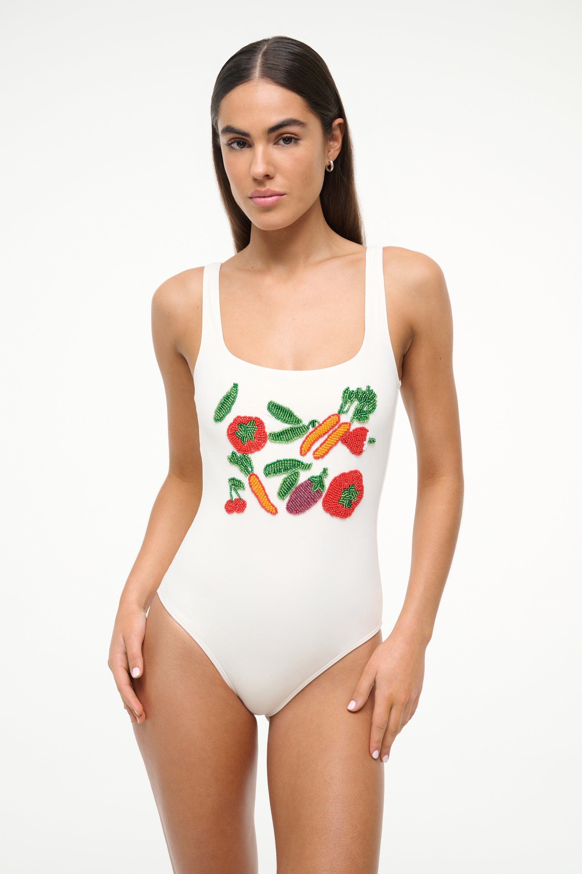 Beaded One Piece Swimsuit with Crudite Pattern | LEA