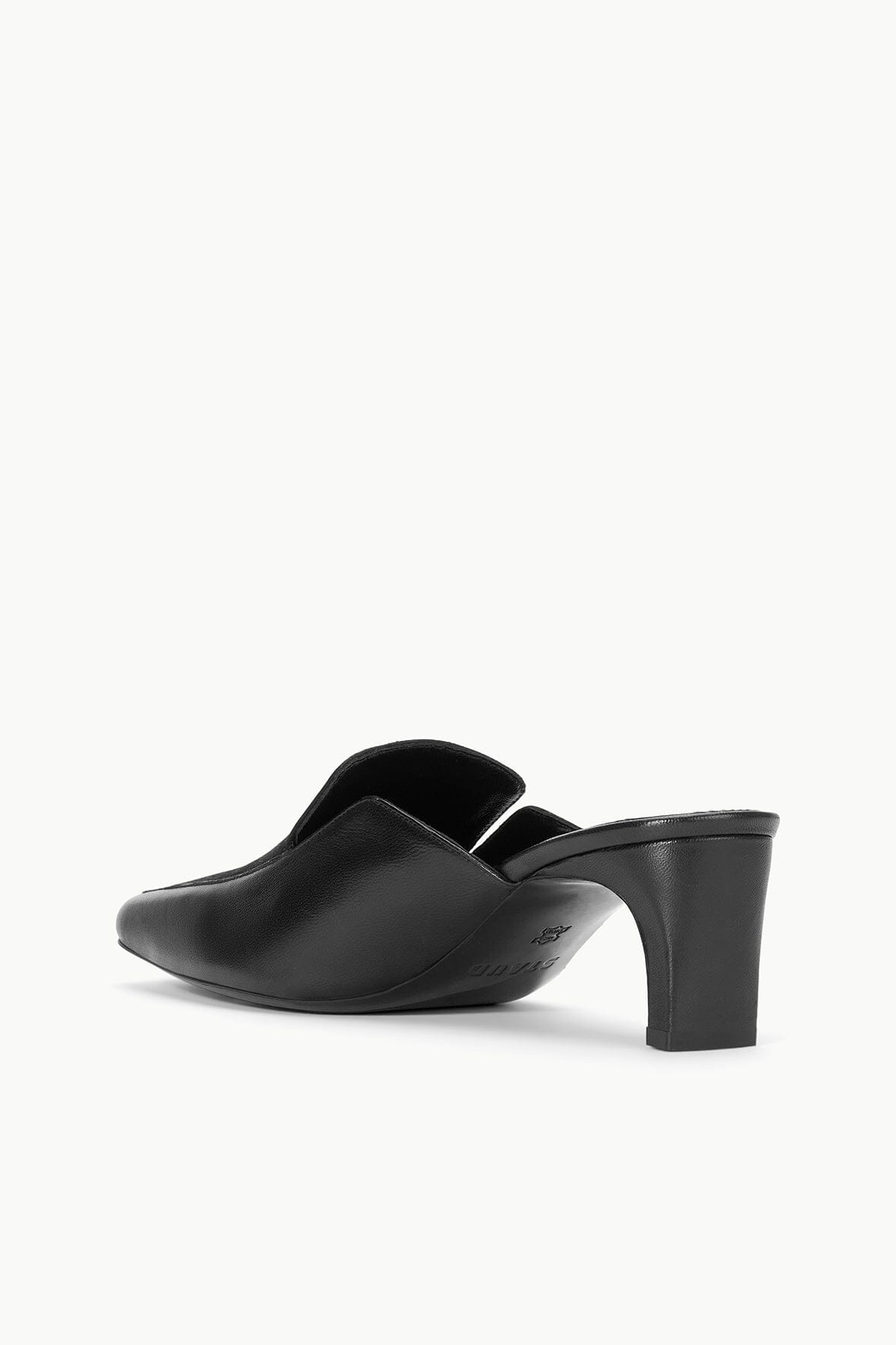 Black Heeled Loafer Mule with Satin & Leather Upper | Lee