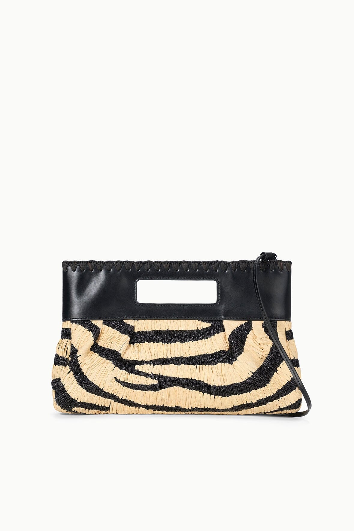 Convertible Raffia Clutch with Shoulder Strap | Lena Zebra