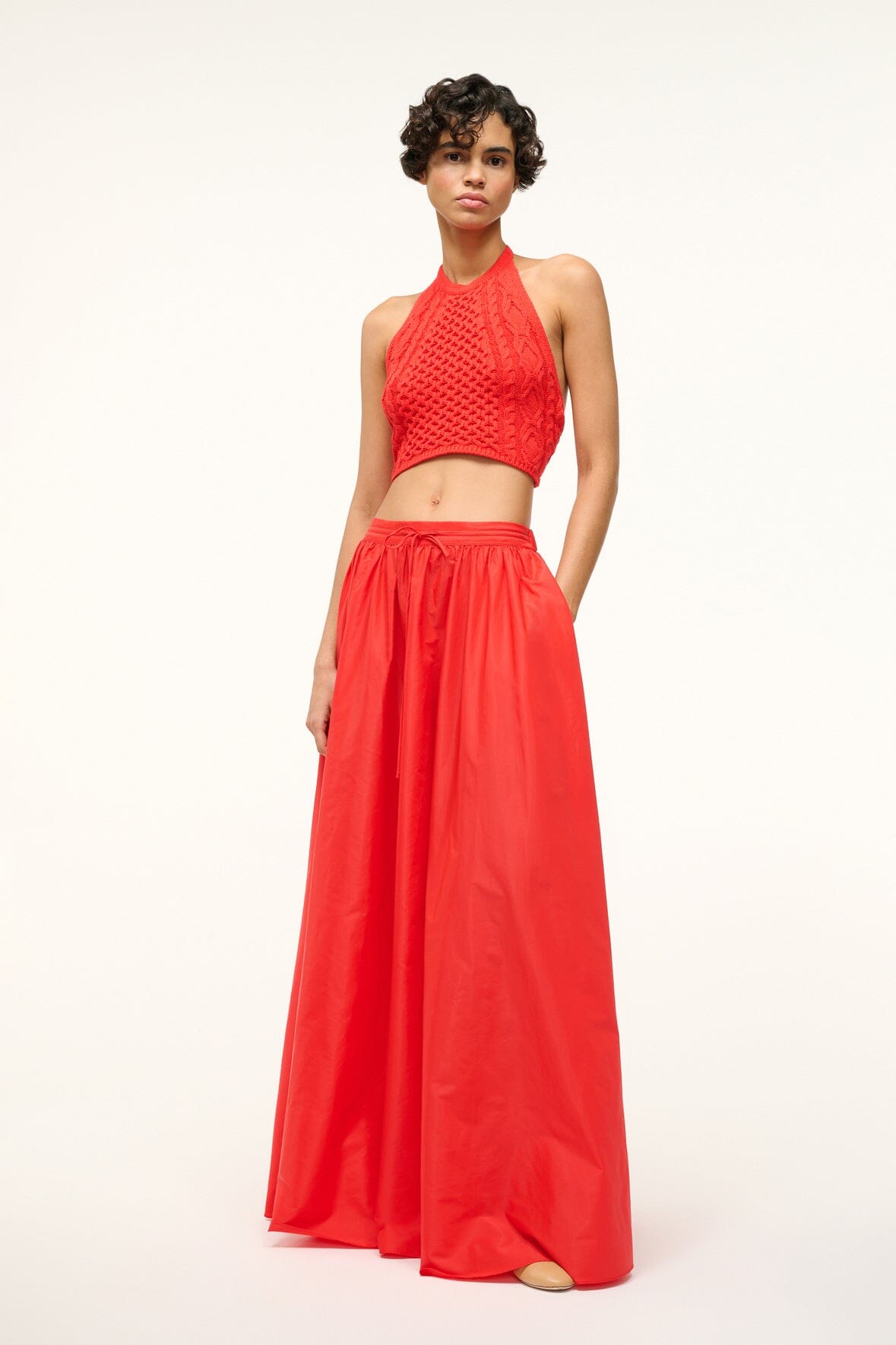 Cable Knit Halter Top with Open Back & Adjustable Tie | Lori