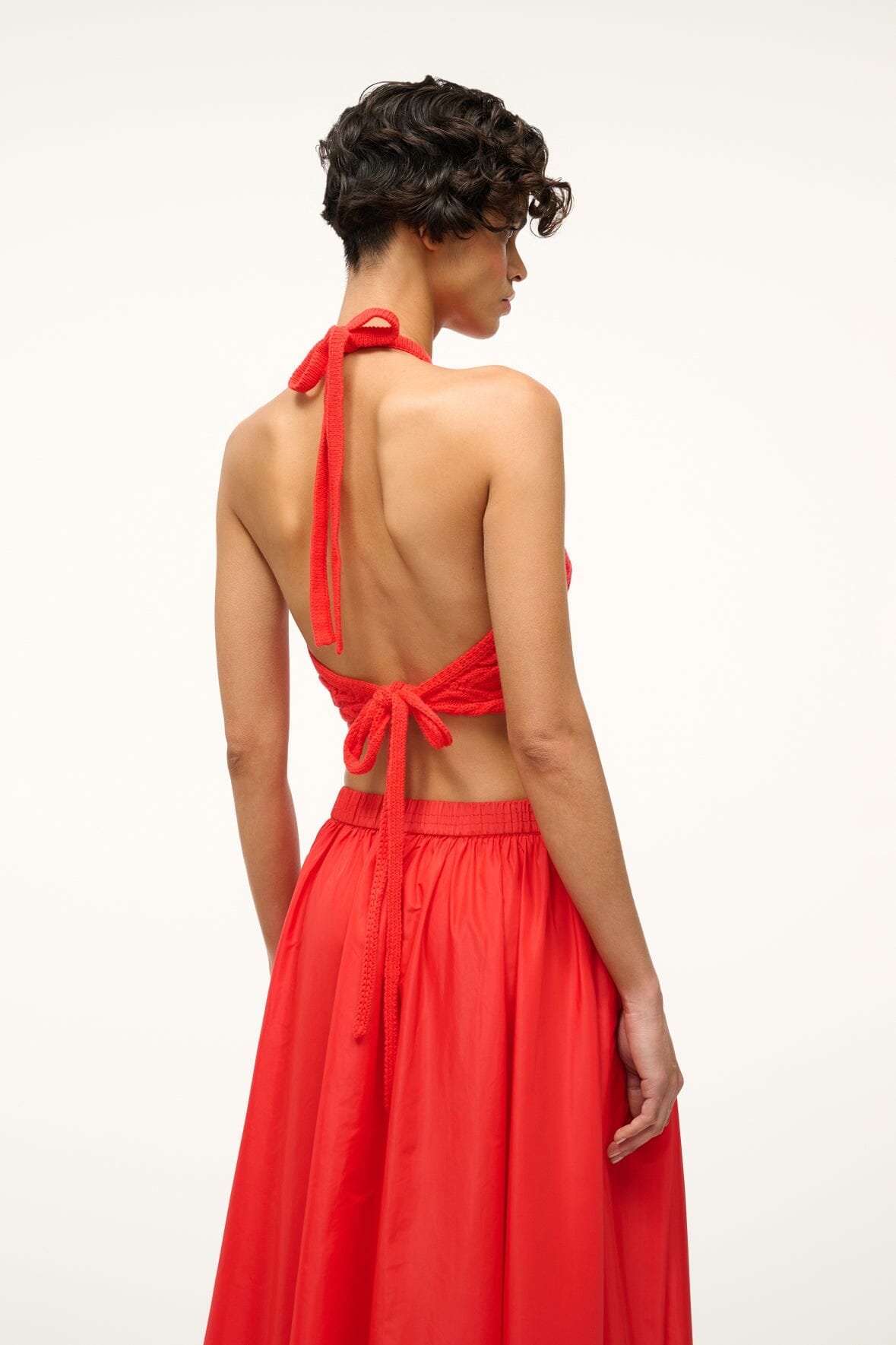 Cable Knit Halter Top with Open Back & Adjustable Tie | Lori