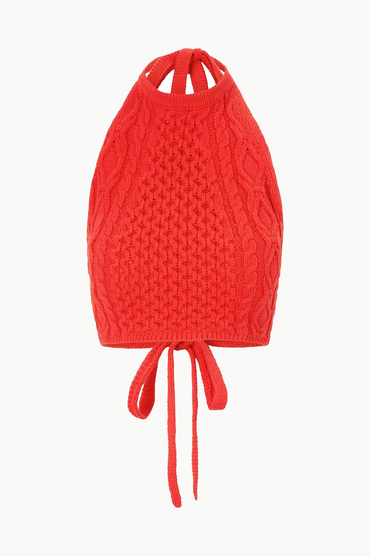 Cable Knit Halter Top with Open Back & Adjustable Tie | Lori