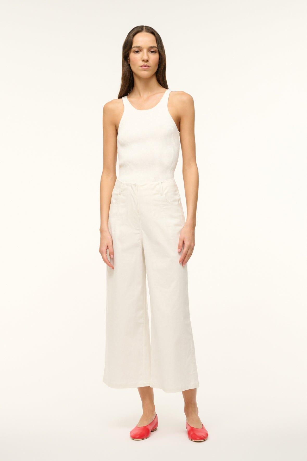 High-Waisted Wide Leg Chino Pants in Ivory | Luca Pant