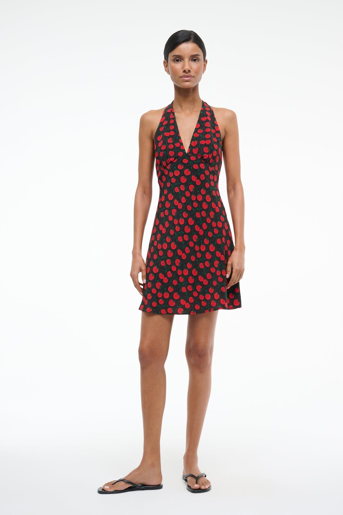 Lucca Mini Dress | Halter V-Neck with Back Tie | On the Vine Print