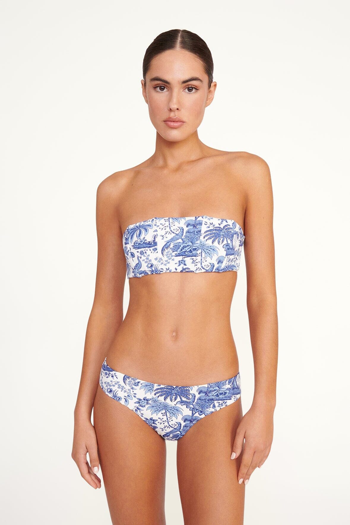 Strapless Bandeau Bikini Top with Back Zip | Mala Blue Toile