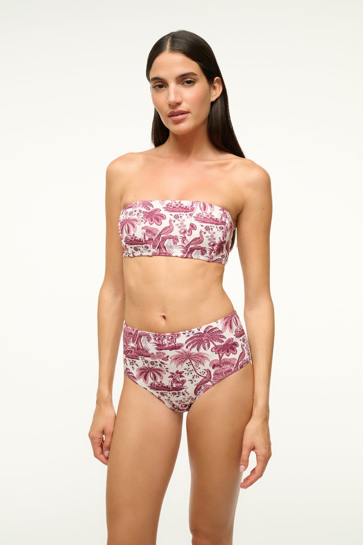 Strapless Bandeau Bikini Top with Back Zip | Mala Bordeaux Toile