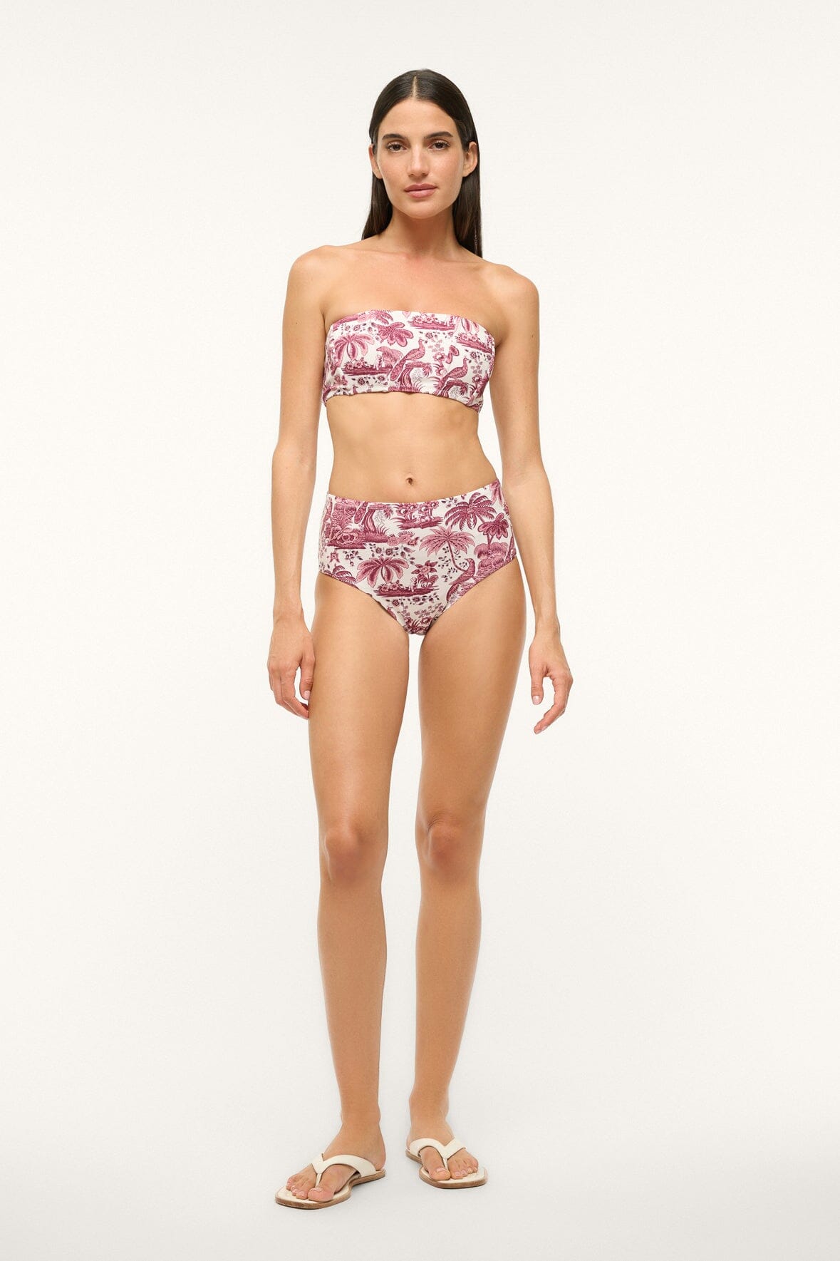 Strapless Bandeau Bikini Top with Back Zip | Mala Bordeaux Toile