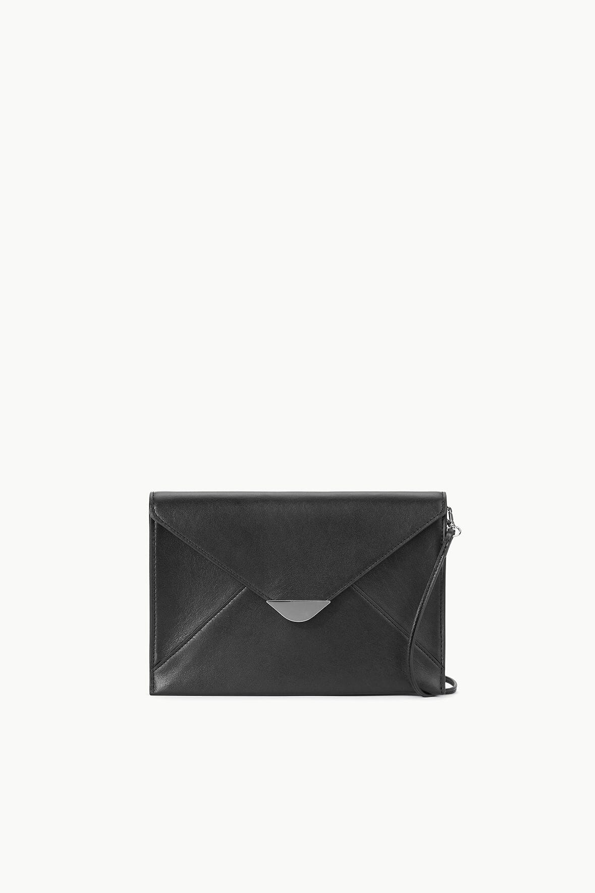 Black Leather Evening Clutch with Removable Strap | Marcella