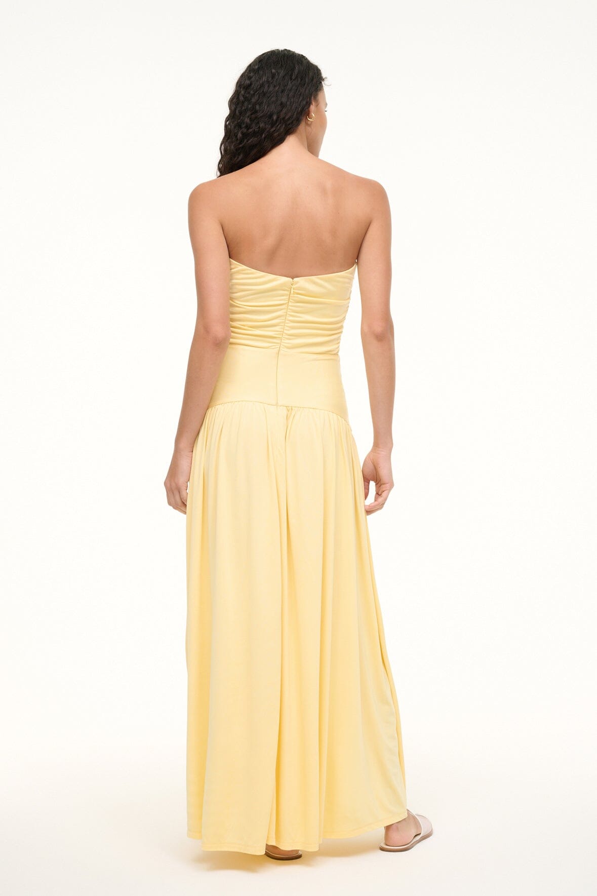 Strapless Maxi Dress with Shirred Bodice & Back Zipper | Mariana