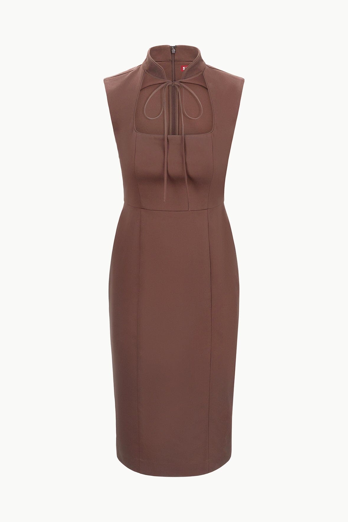 Bustier Dress with Cut Out Neckline & Back Zipper | Mariano Dark Chocolate