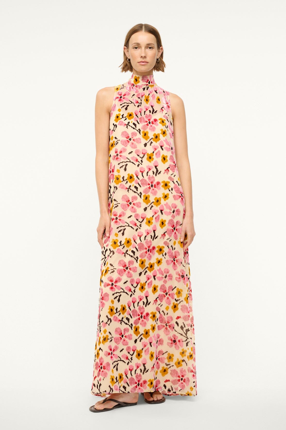 Velvet Burnout Floral Dress with Back Tie | Albee Dress