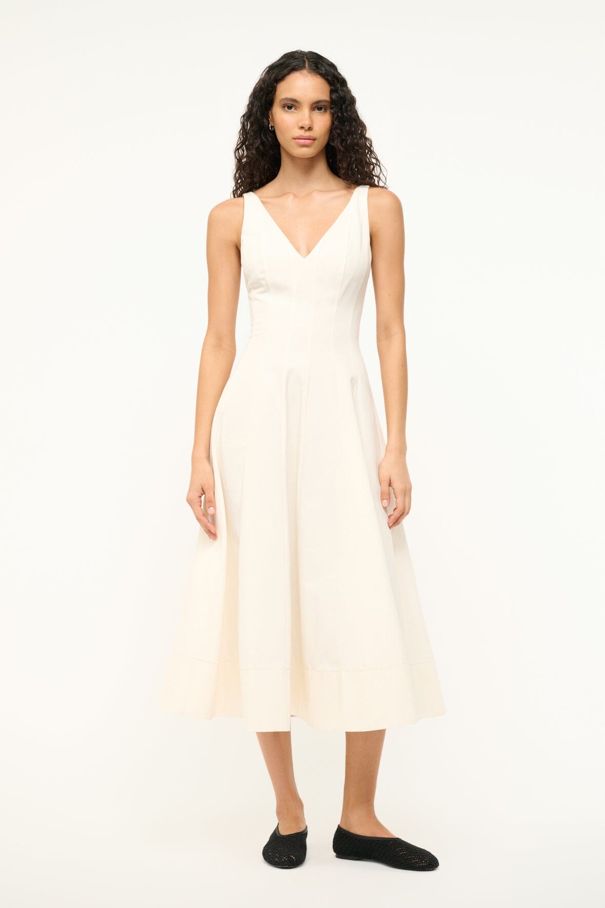 Ivory V-Neck Grosgrain Dress | Marieta Dress
