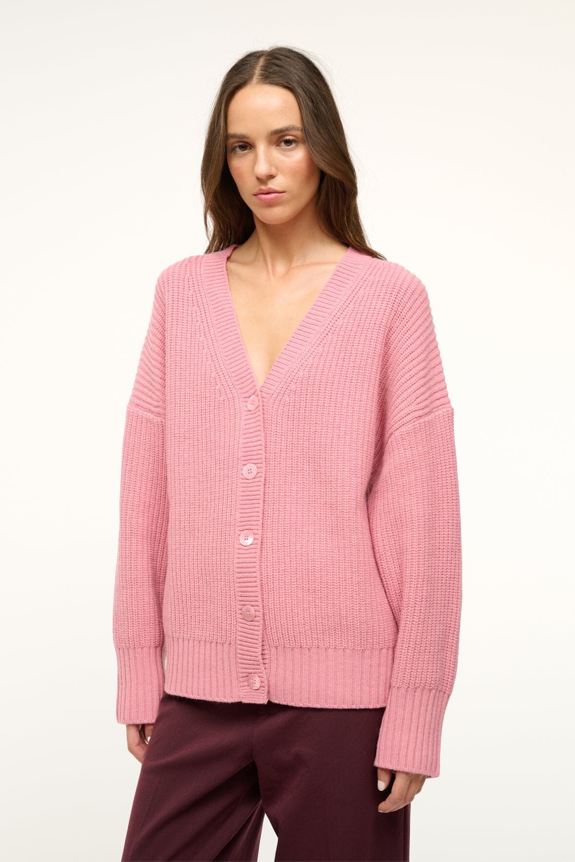 Oversized Merino Cardigan for Fall | Matilda Damask Pink