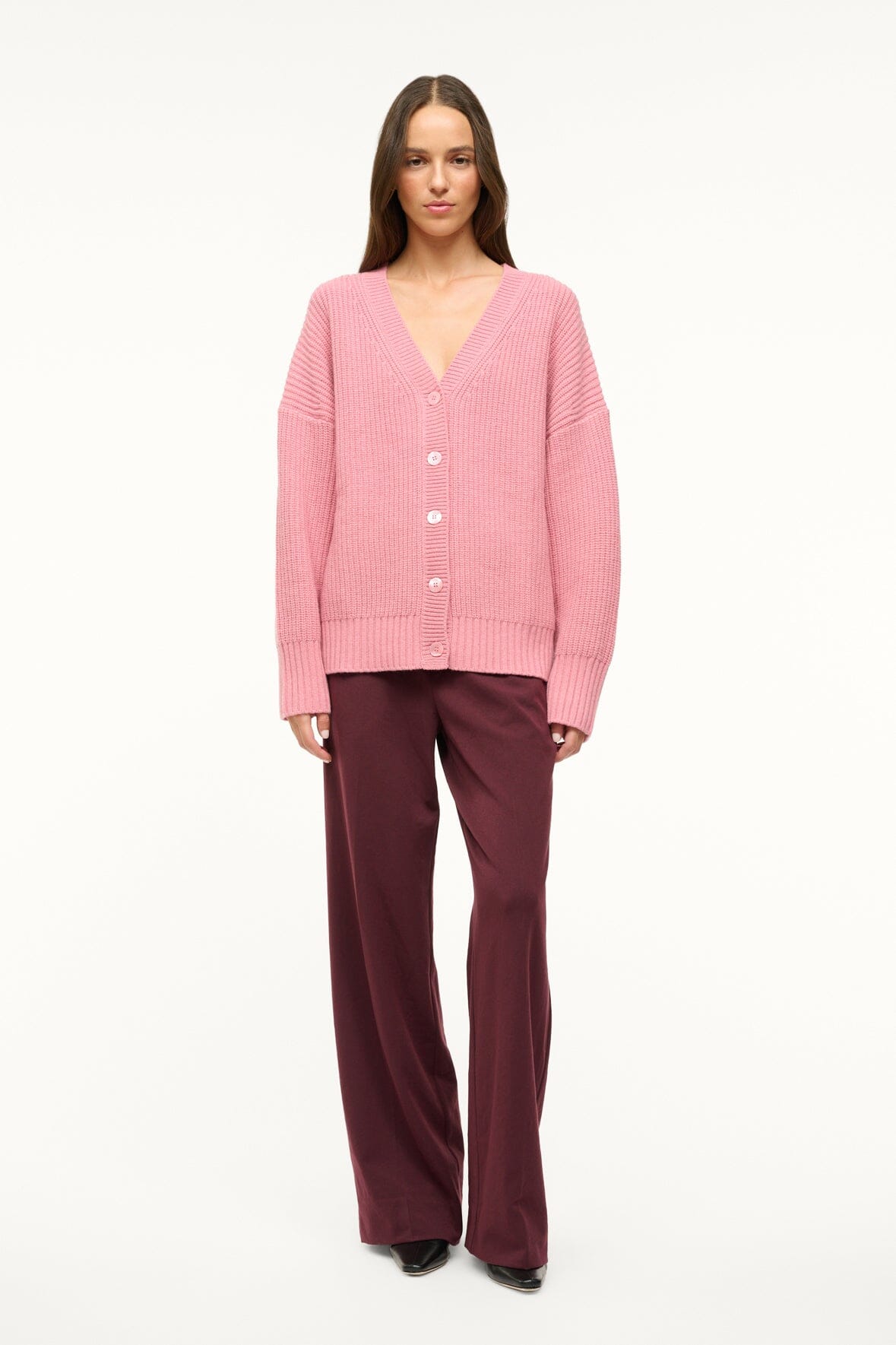 Oversized Merino Cardigan for Fall | Matilda Damask Pink