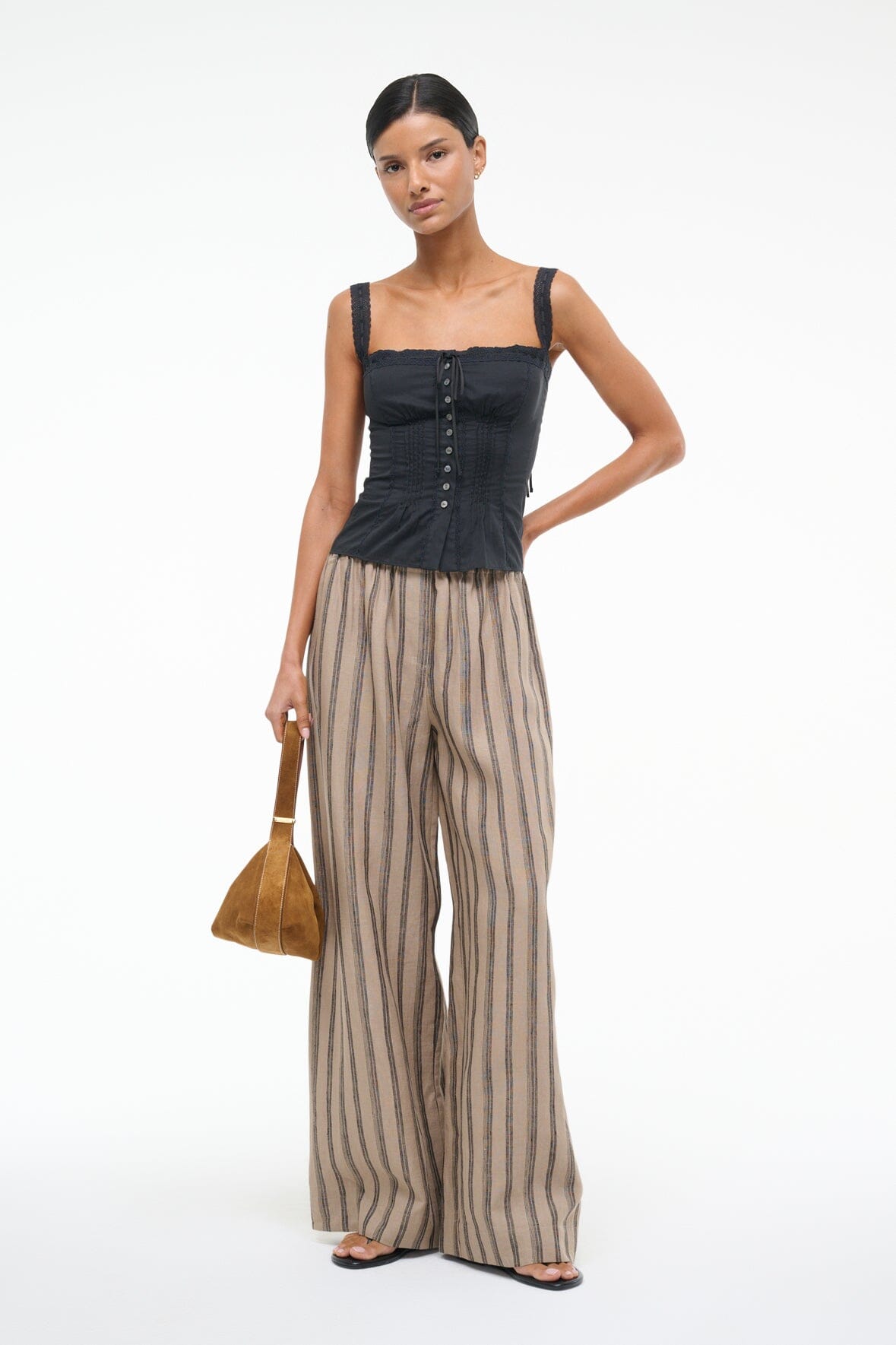 Victorian-Inspired Cami Top with Lace Details | Matilde Black