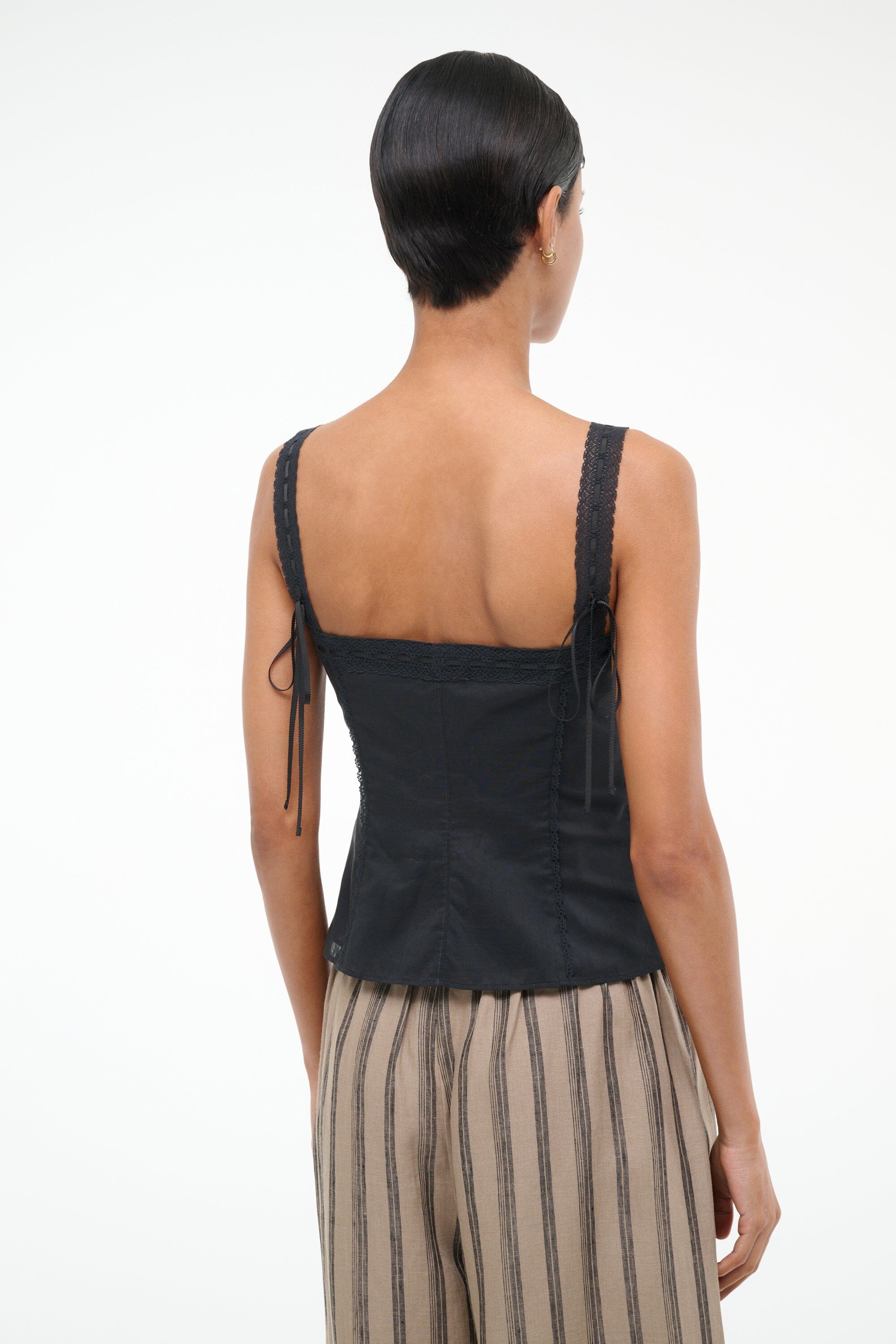 Victorian-Inspired Cami Top with Lace Details | Matilde Black