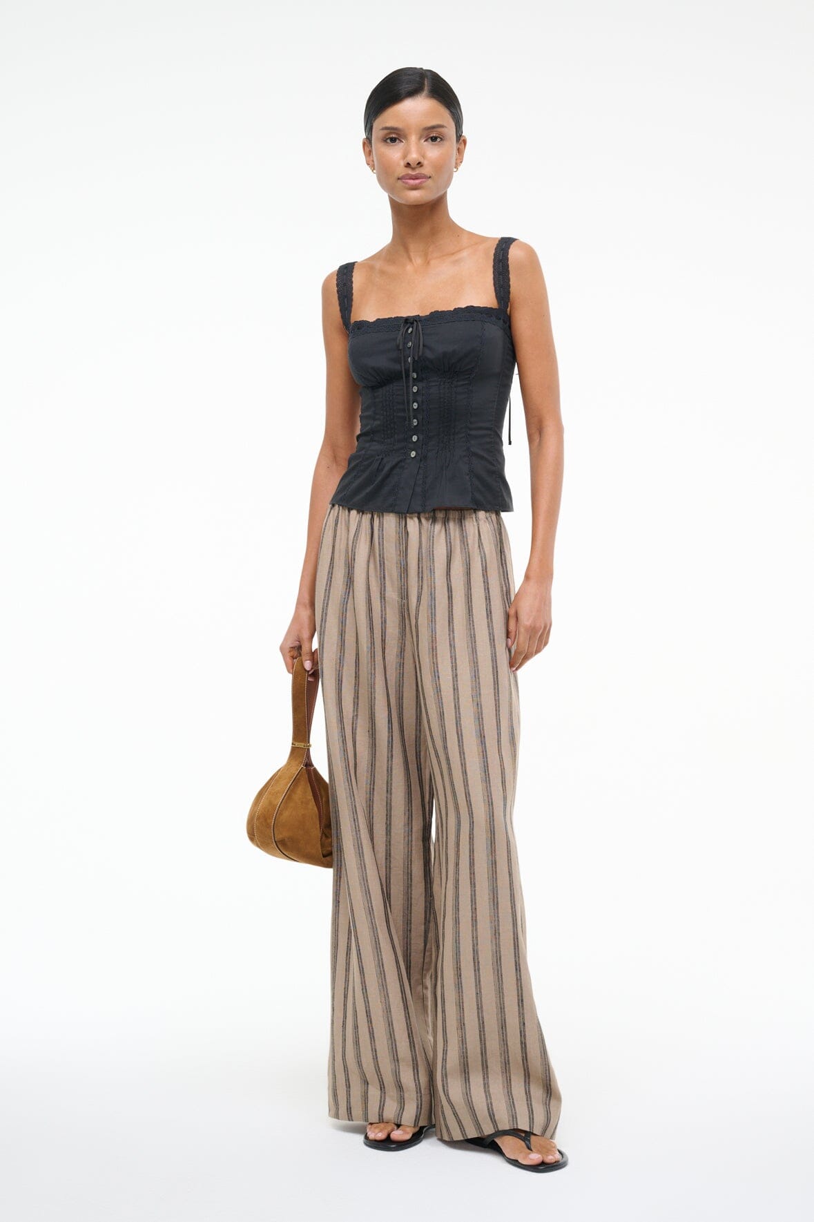 Victorian-Inspired Cami Top with Lace Details | Matilde Black