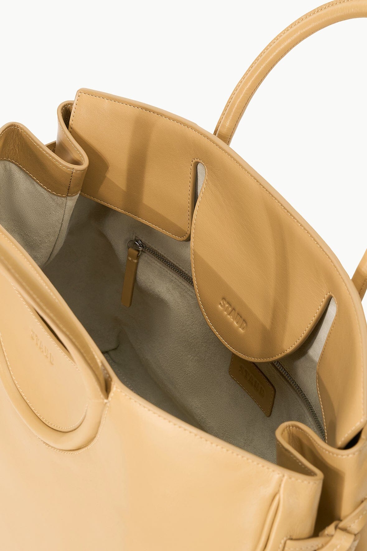 Oversized Leather Carryall Bag with Pockets | Maude Camel
