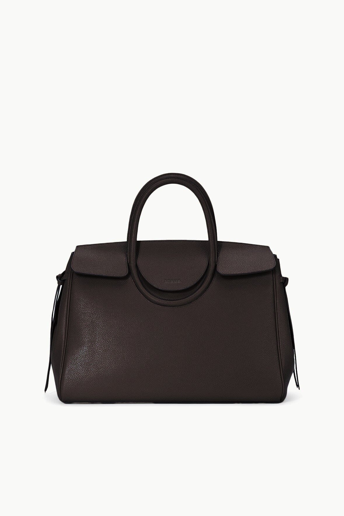 Pebbled Leather Carryall Bag with Front Slip Pocket | Maude Espresso