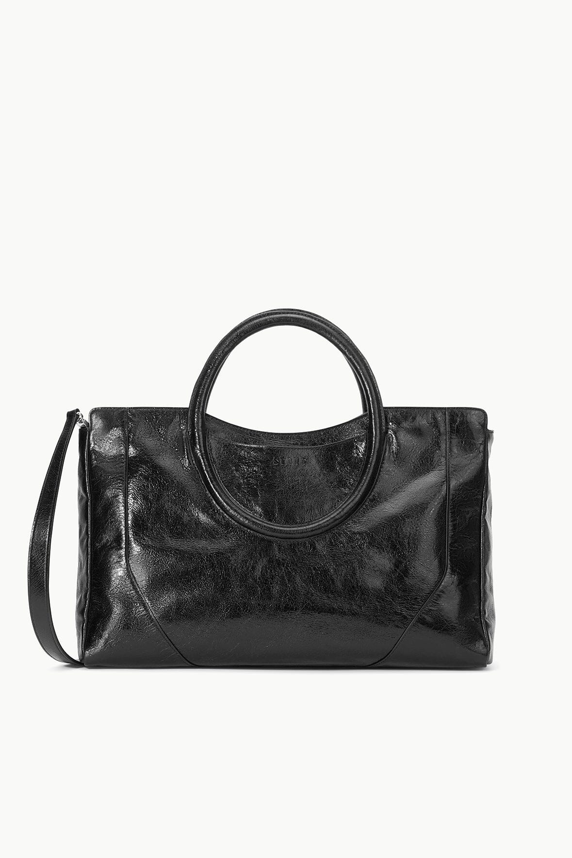 Soft Leather Satchel Bag with Removable Strap | Maude Black