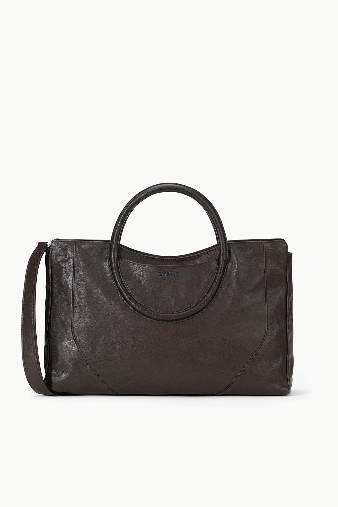 Soft Leather Satchel Bag with Removable Strap | Maude Espresso