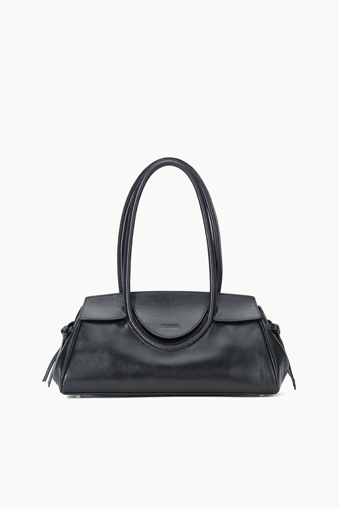Leather Shoulder Bag with Flap Closure & Interior Pocket | Maude Black