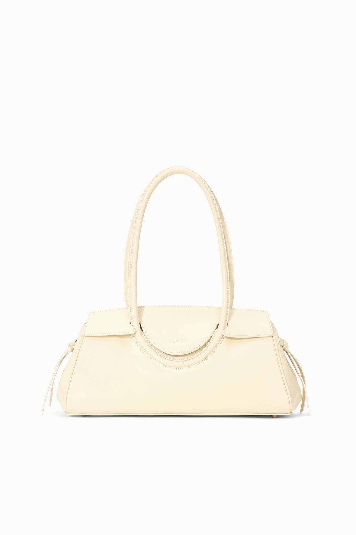 Leather Shoulder Bag with Flap Closure & Interior Pocket | Maude Cream