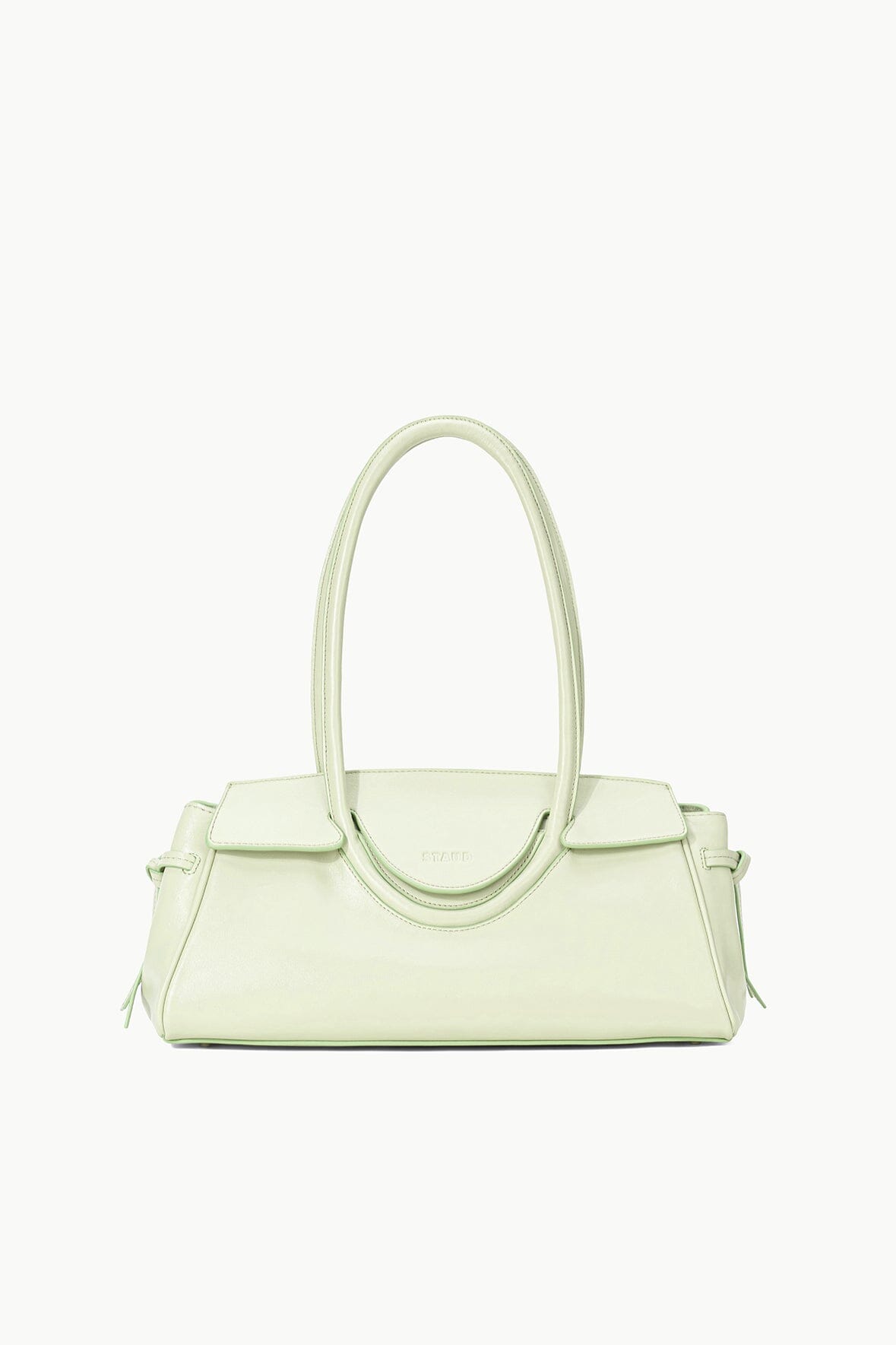 Leather Shoulder Bag with Flap Closure & Interior Pocket | Maude Pale Jade
