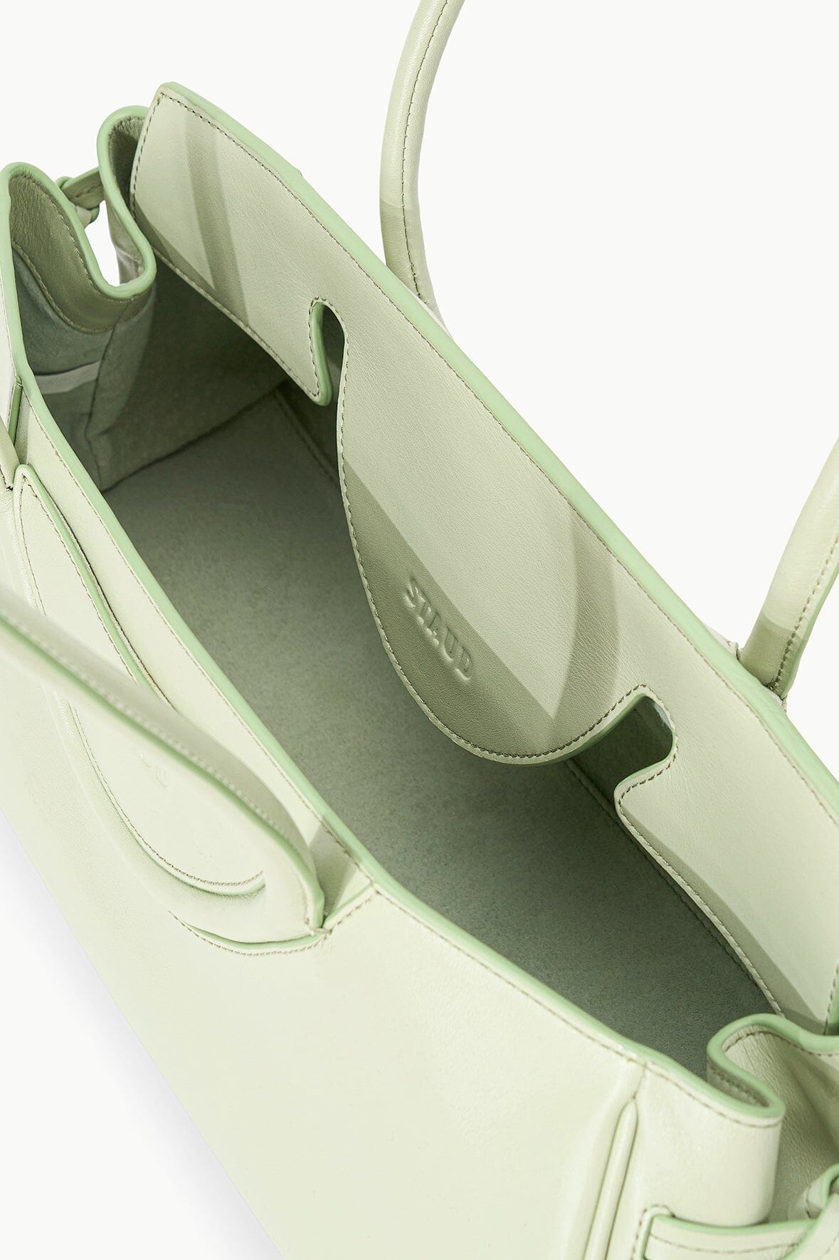 Leather Shoulder Bag with Flap Closure & Interior Pocket | Maude Pale Jade