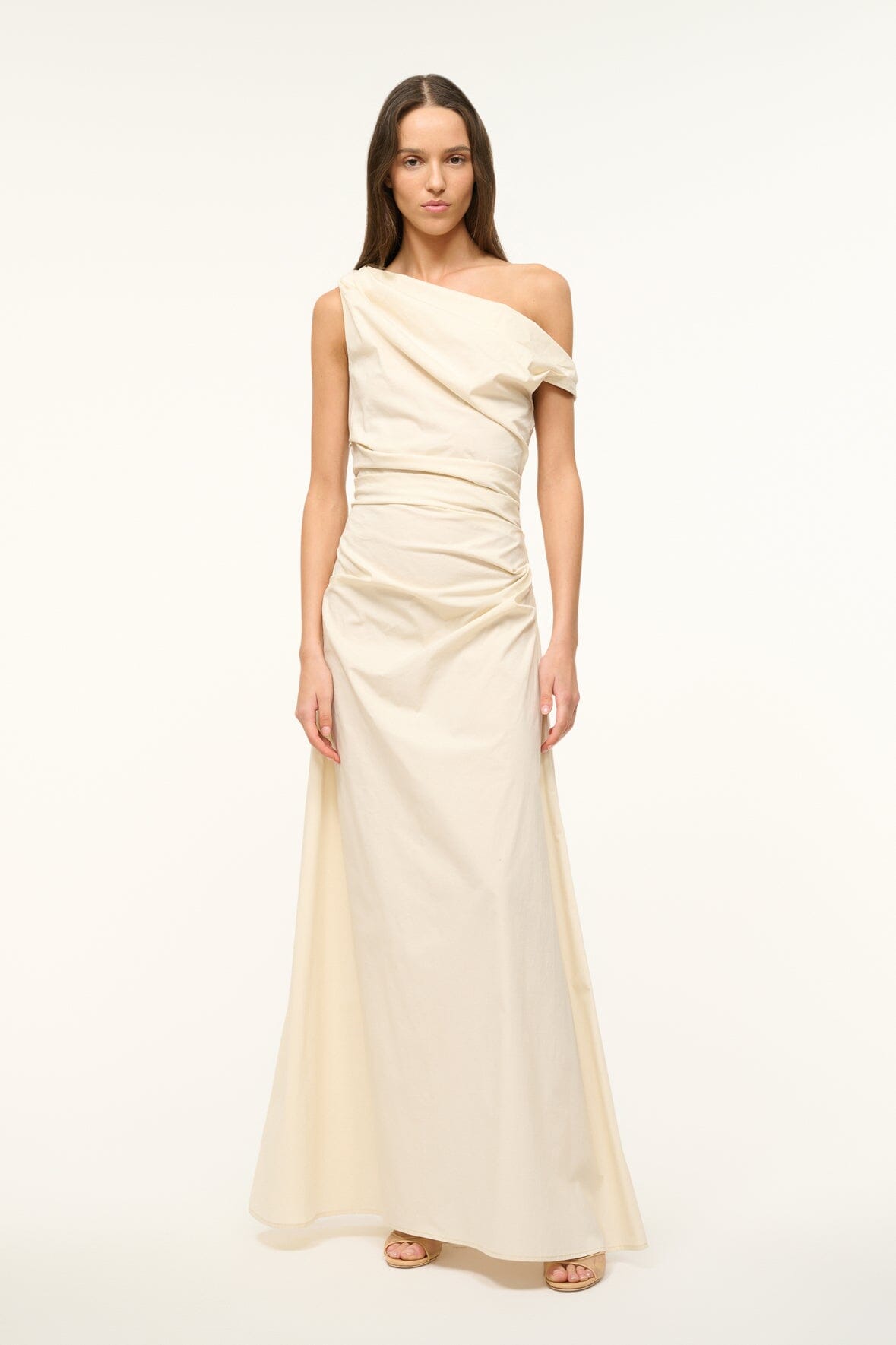 One-Shoulder Maxi Dress with Fitted Waist | Buttercream