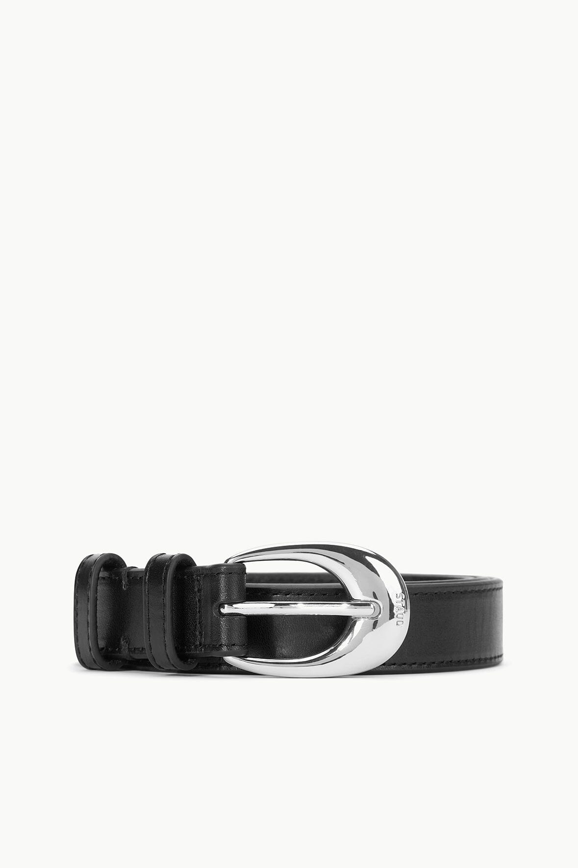 Leather Belt with Crescent Moon Buckle | Black & Silver | 26mm Width