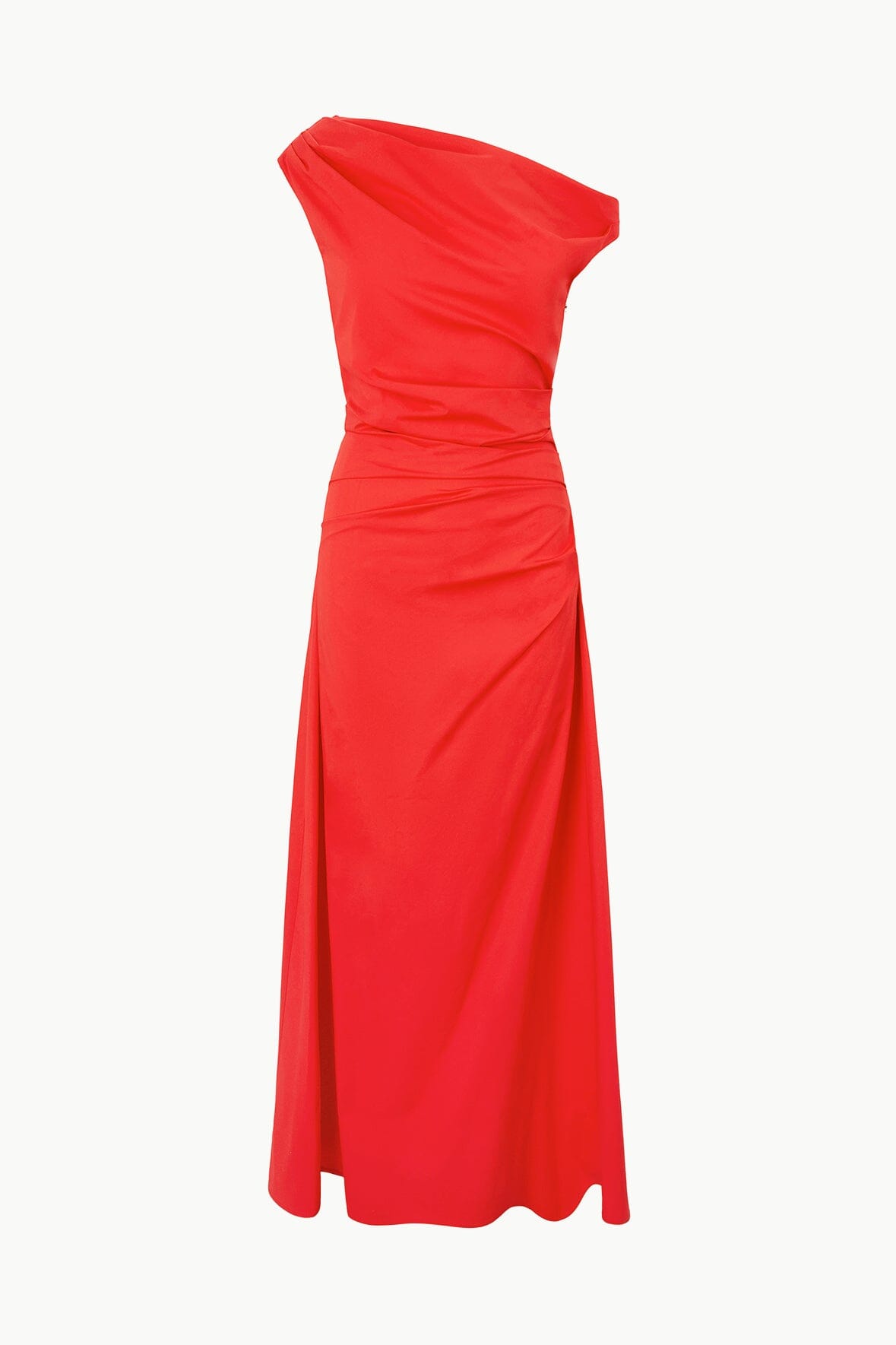 One-Shoulder Maxi Dress in Stretch Poplin | Red Rose