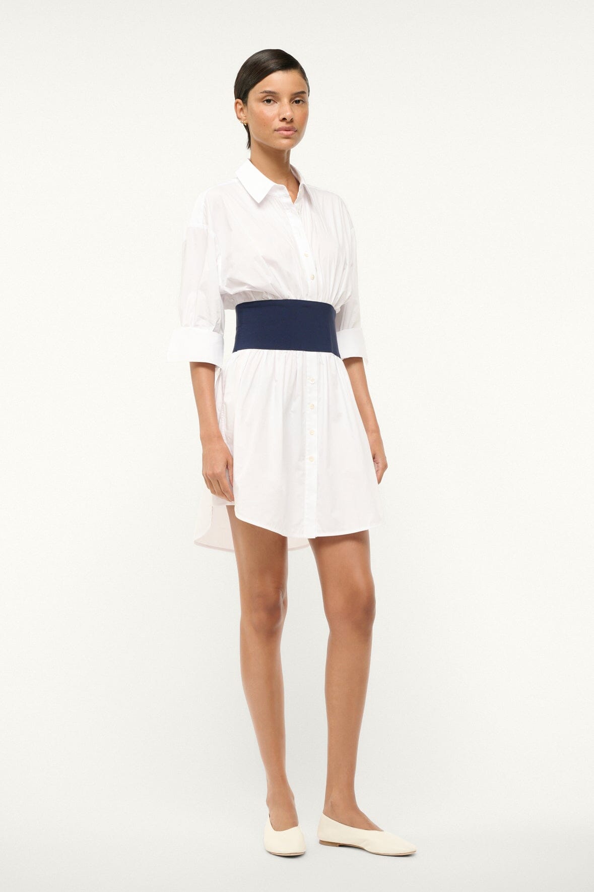 Mini Shirtdress with Button Front & Shirttail Hem | Michelle Dress