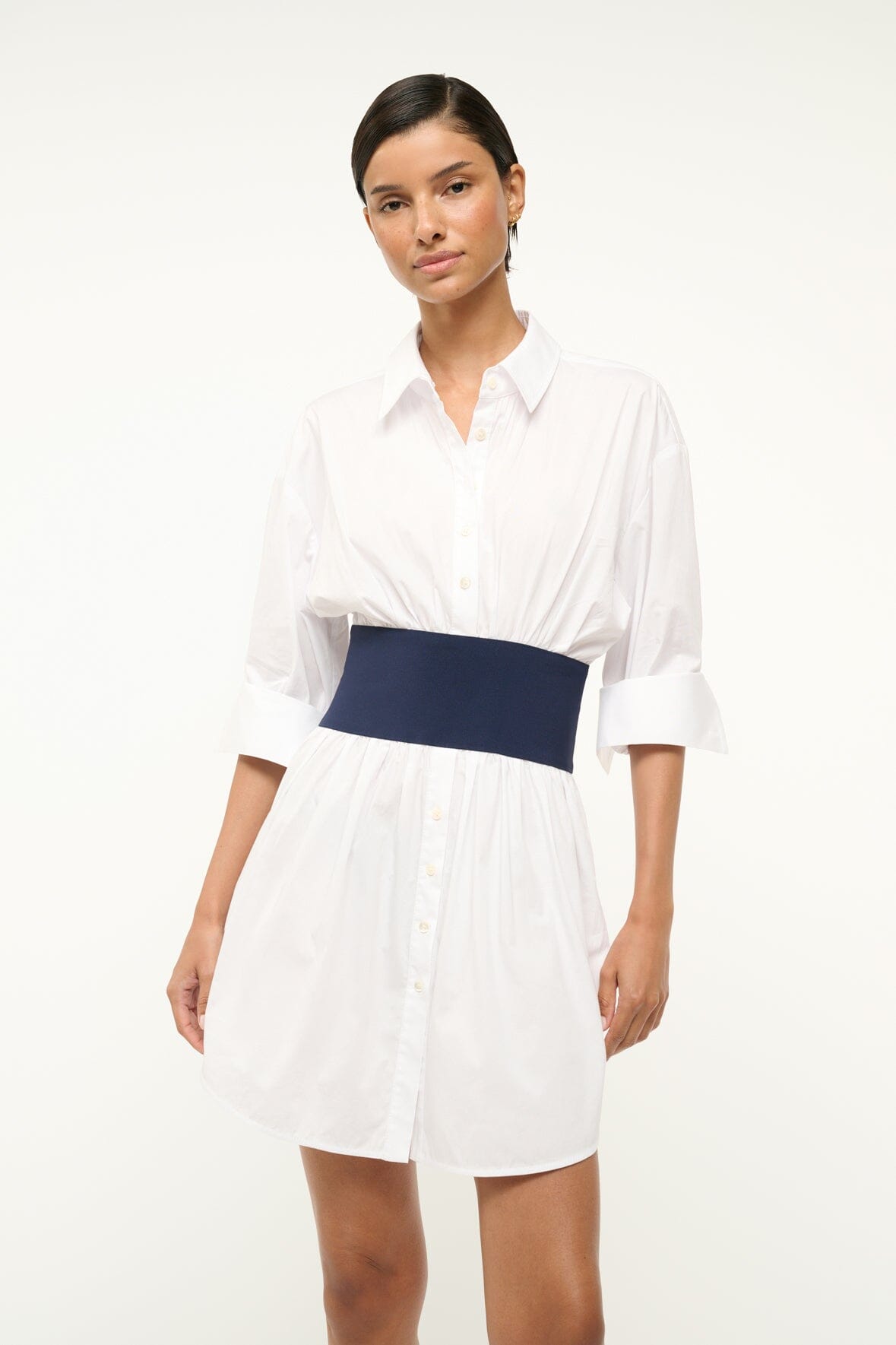 Mini Shirtdress with Button Front & Shirttail Hem | Michelle Dress