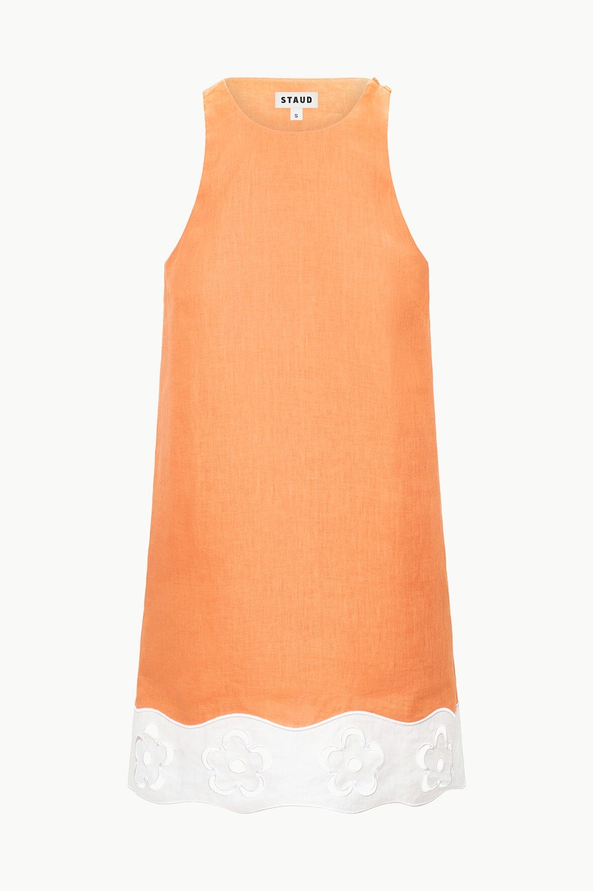 Linen Mini Dress with Side Pockets & Floral Cutout | Mika