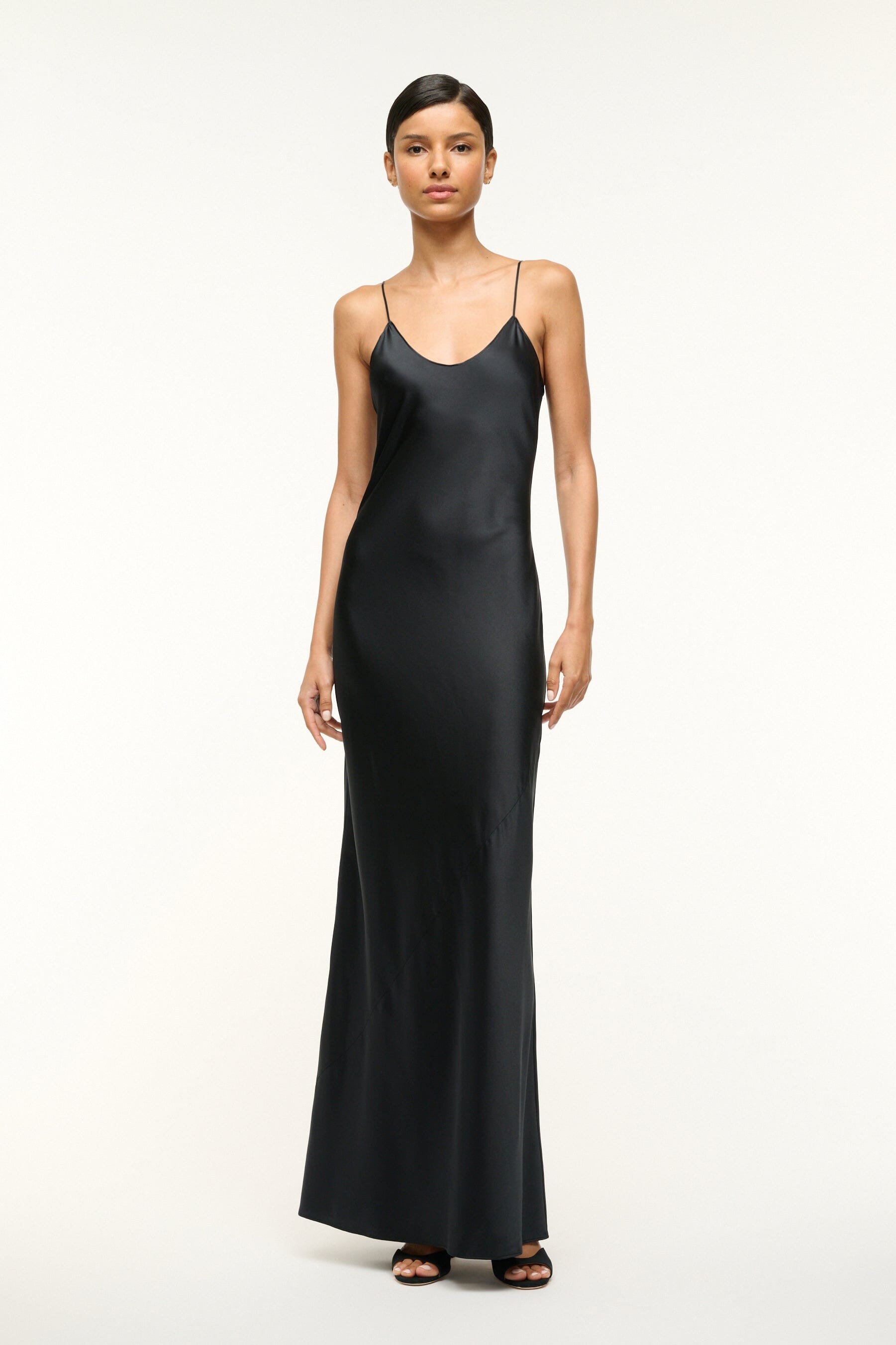 Silk Slip Dress with Spaghetti Straps | Milner Black