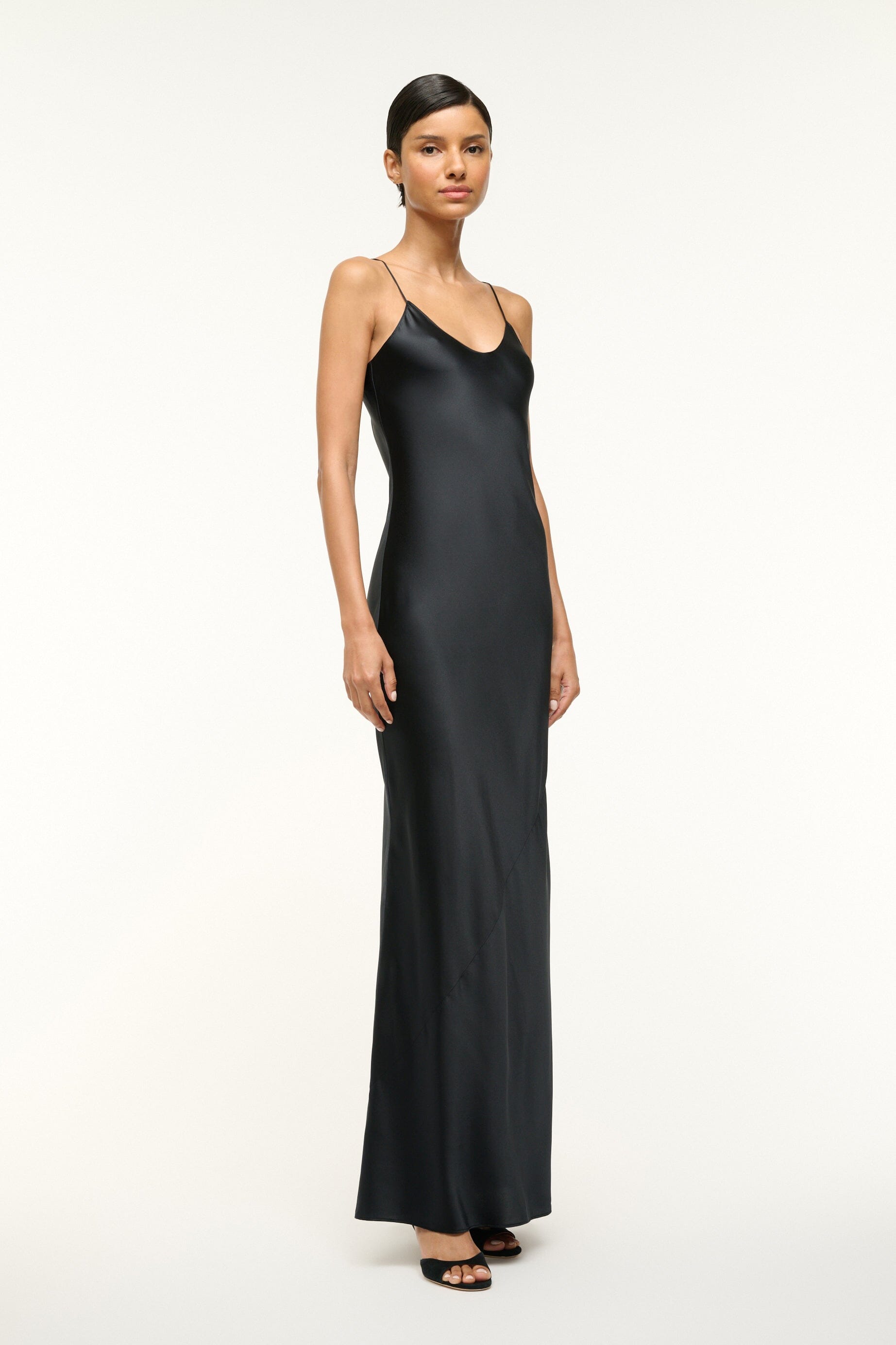 Silk Slip Dress with Spaghetti Straps | Milner Black