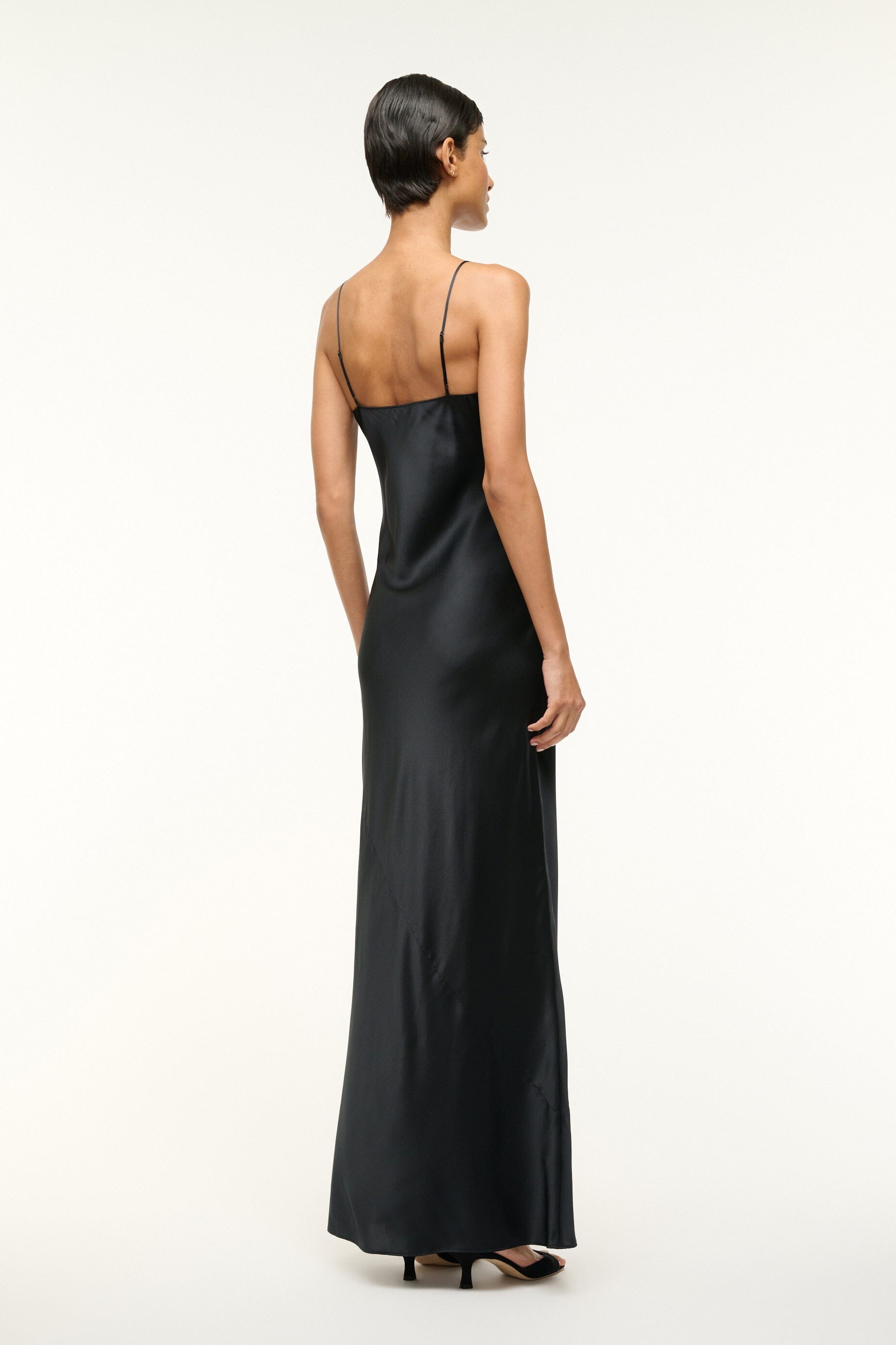 Silk Slip Dress with Spaghetti Straps | Milner Black