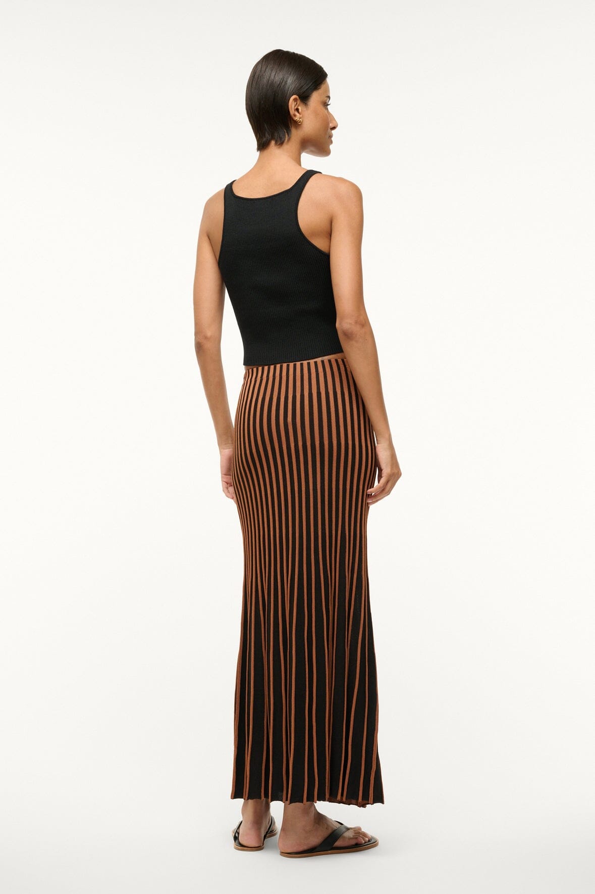 Maxi Rib Knit Skirt with Elastic Waistband | Aleida Tan Black