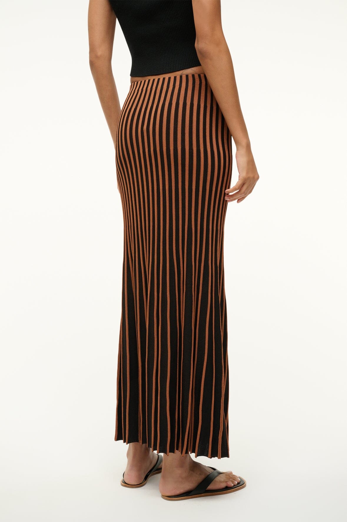 Maxi Rib Knit Skirt with Elastic Waistband | Aleida Tan Black