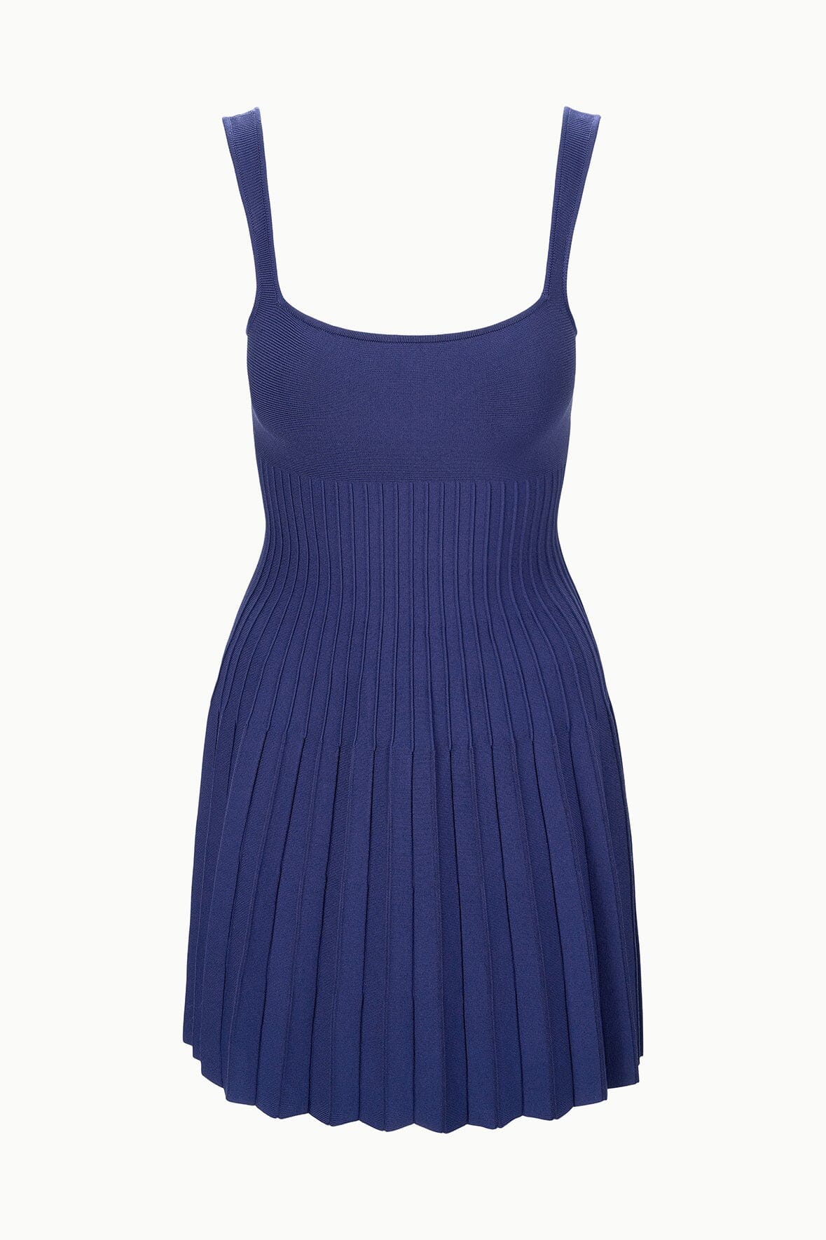 Mini Square Neck Knit Dress with Ottoman Stitch | Ellison Navy