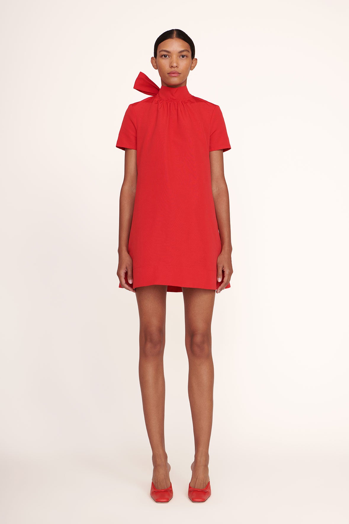 Mini Dress with High Neck & Scoop Back | Ilana Poinsettia
