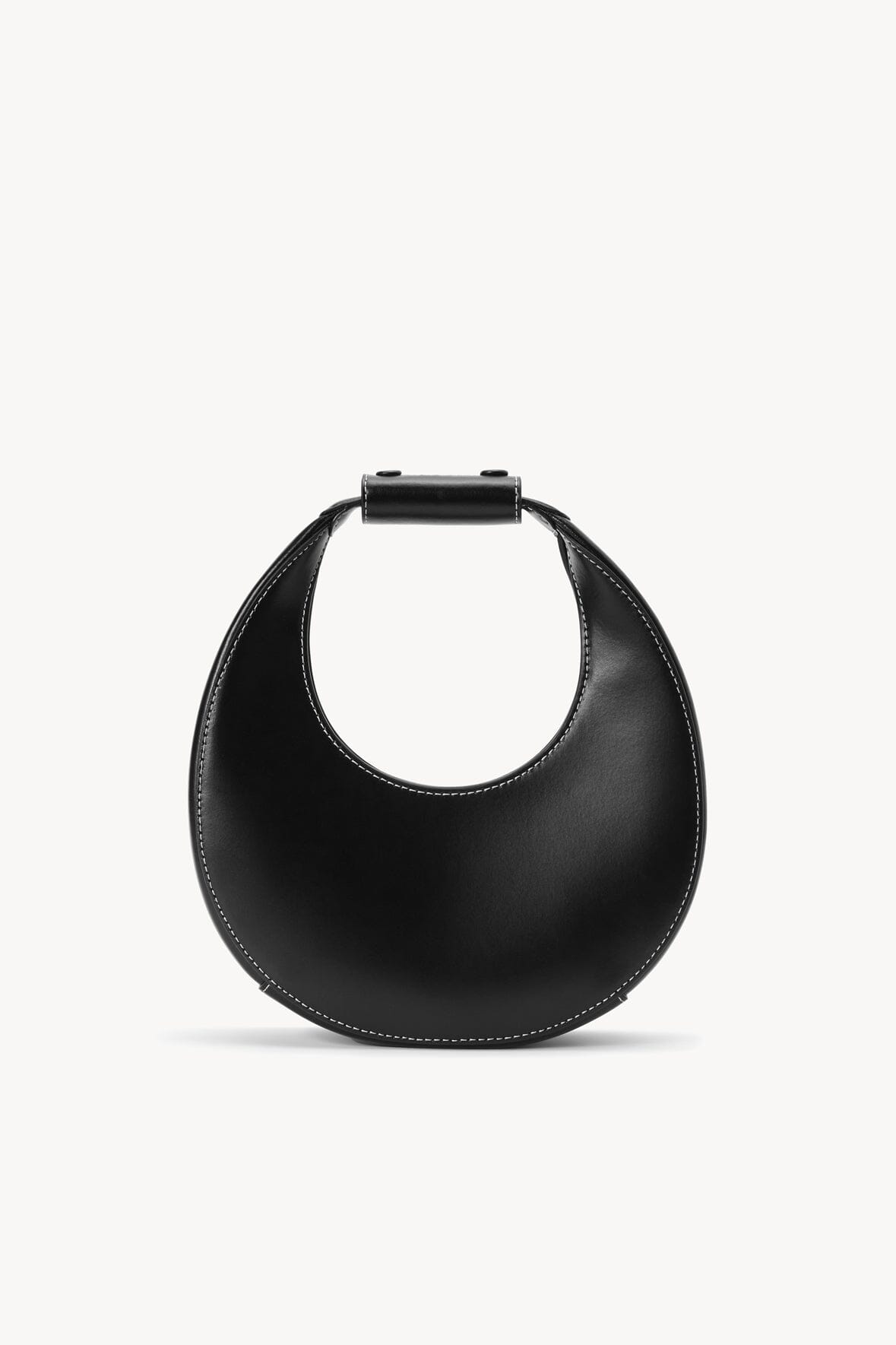 Leather Mini Moon Bag with Crossbody Strap | Black