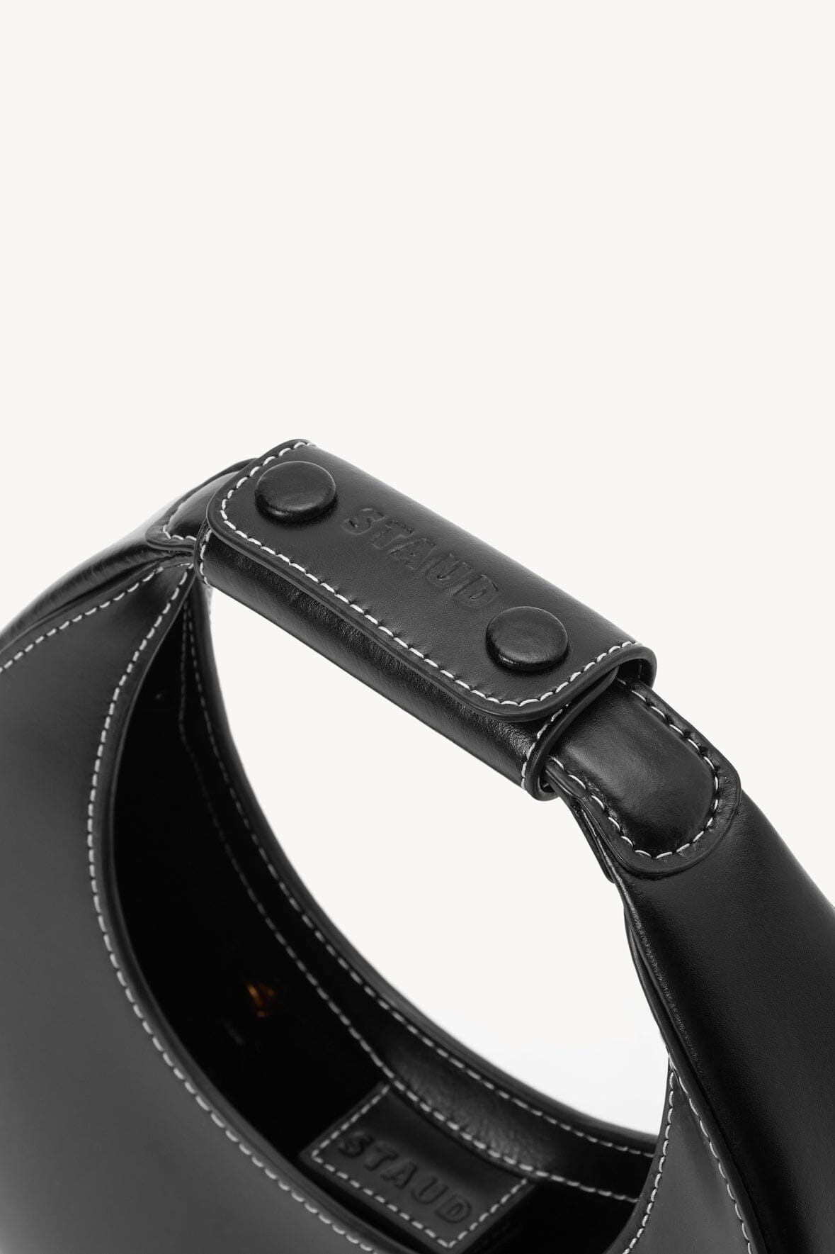 Leather Mini Moon Bag with Crossbody Strap | Black