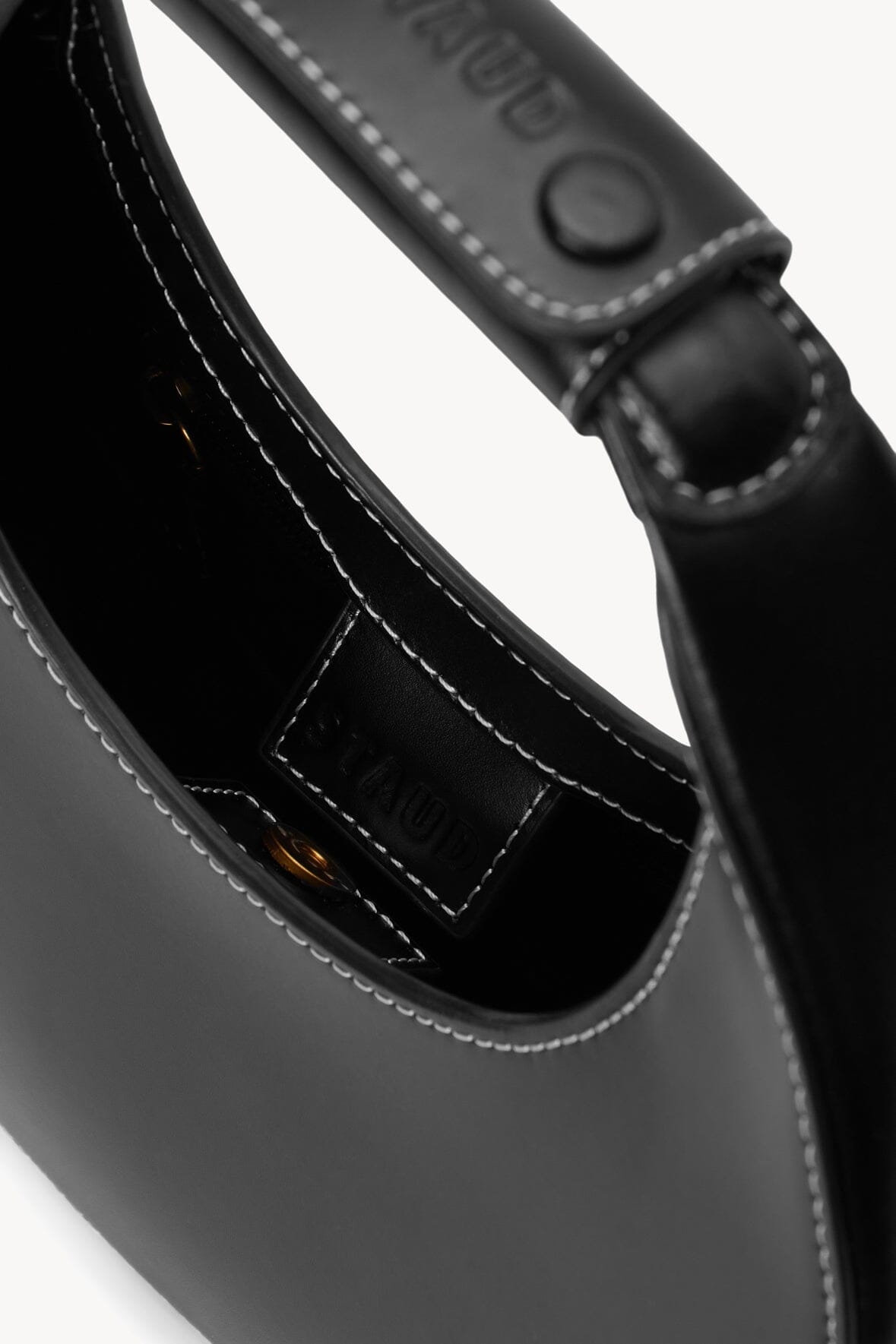 Leather Mini Moon Bag with Crossbody Strap | Black